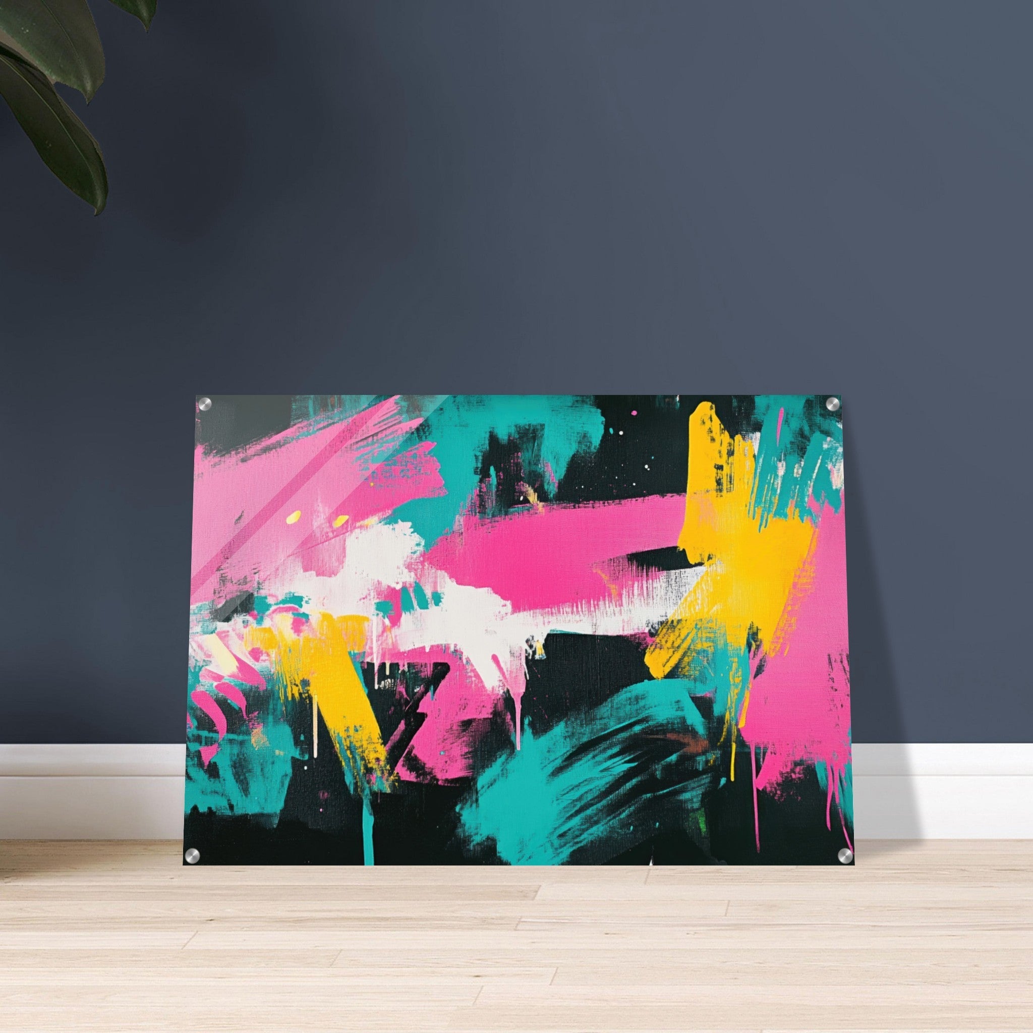 Acrylic Print Landscape - Neon Reverie An explosion of neon lights in pink - Shop Ai Art WebShop - Digital Art online Store