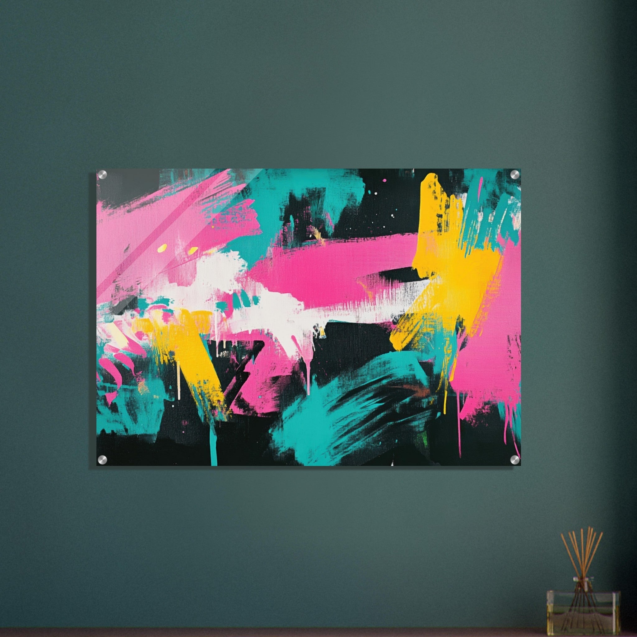 Acrylic Print Landscape - Neon Reverie An explosion of neon lights in pink - Shop Ai Art WebShop - Digital Art online Store