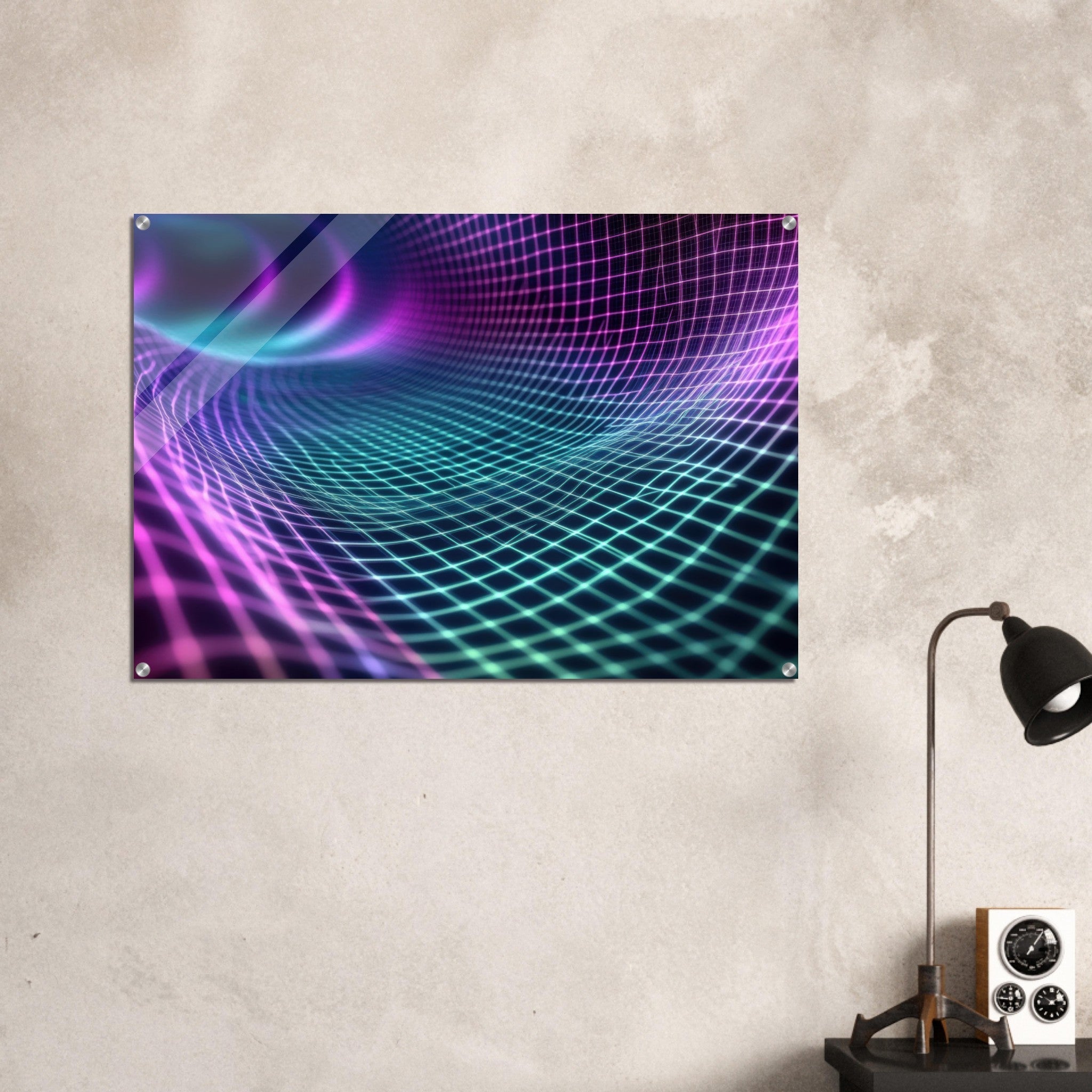 Acrylic Print Landscape - Quantum Reverberation Cascading waves of transit 2 - Shop Ai Art WebShop - Digital Art online Store