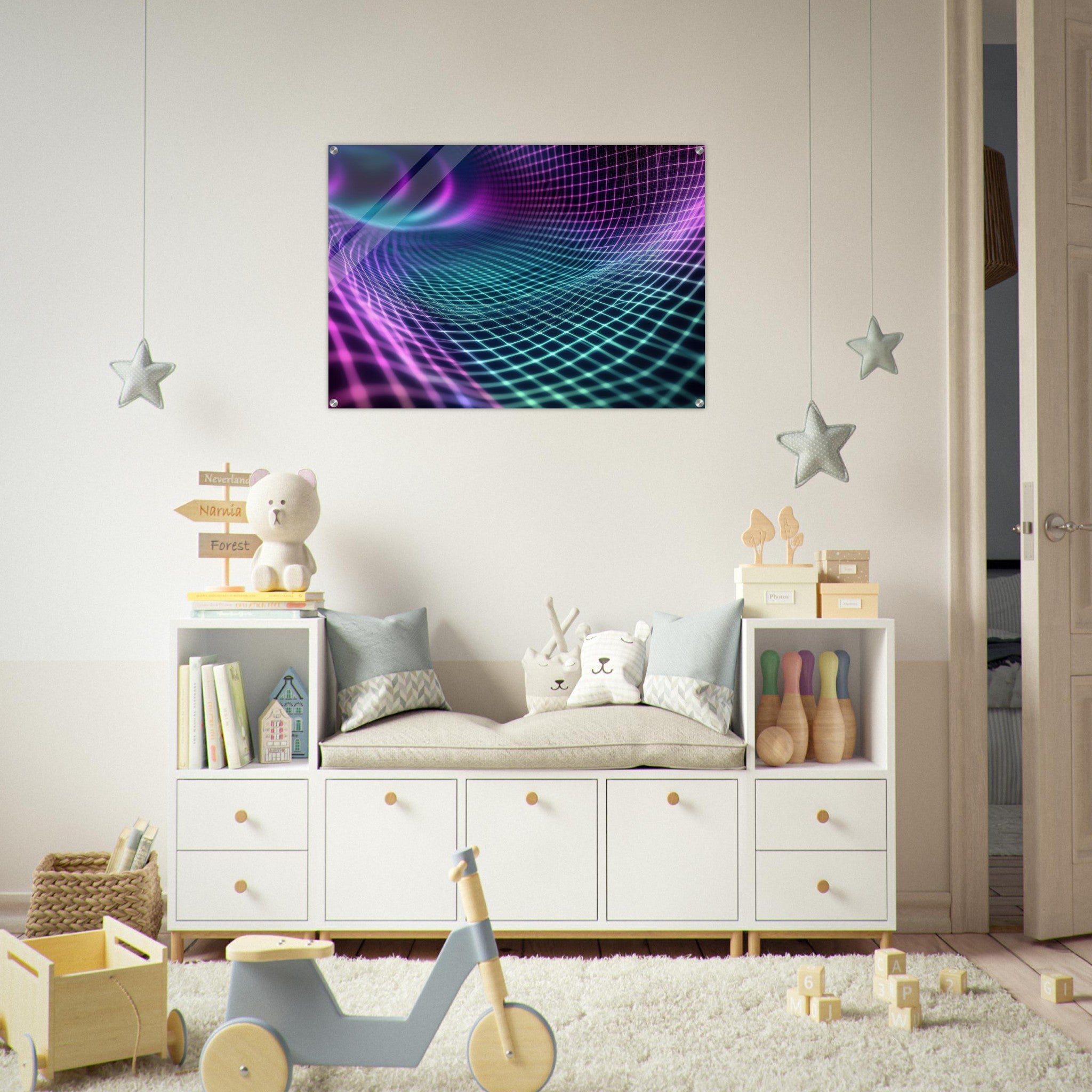 Acrylic Print Landscape - Quantum Reverberation Cascading waves of transit 2 - Shop Ai Art WebShop - Digital Art online Store