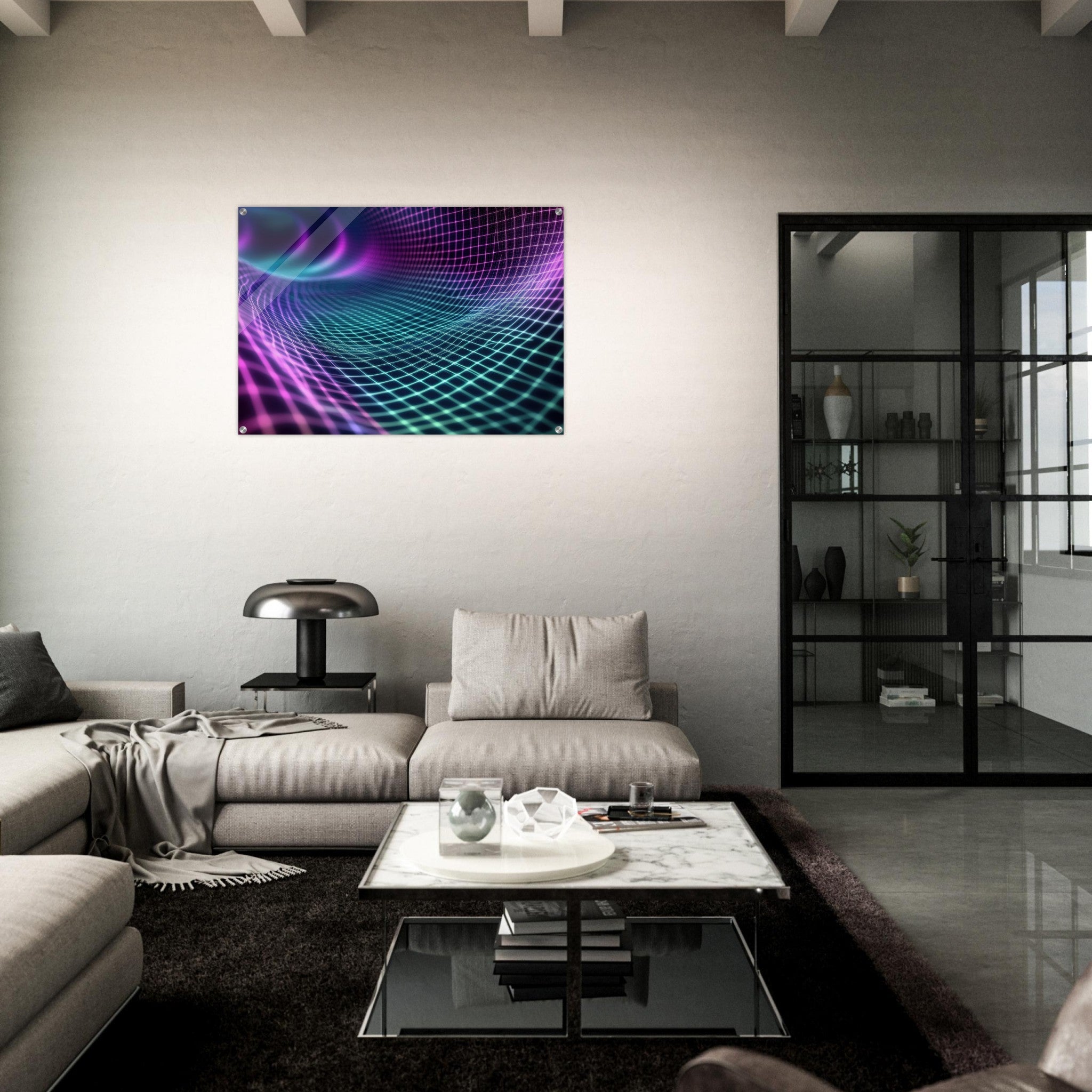 Acrylic Print Landscape - Quantum Reverberation Cascading waves of transit 2 - Shop Ai Art WebShop - Digital Art online Store