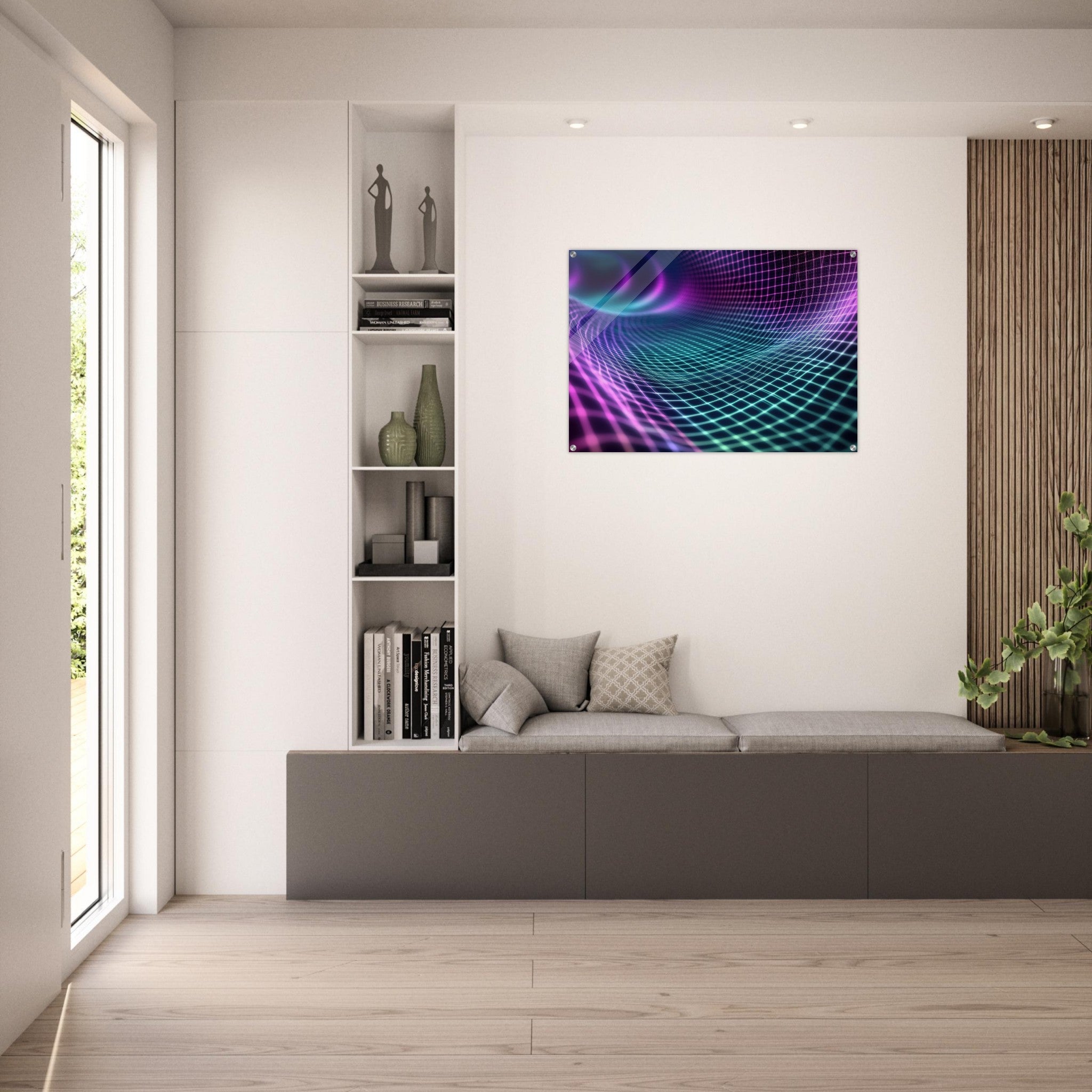 Acrylic Print Landscape - Quantum Reverberation Cascading waves of transit 2 - Shop Ai Art WebShop - Digital Art online Store
