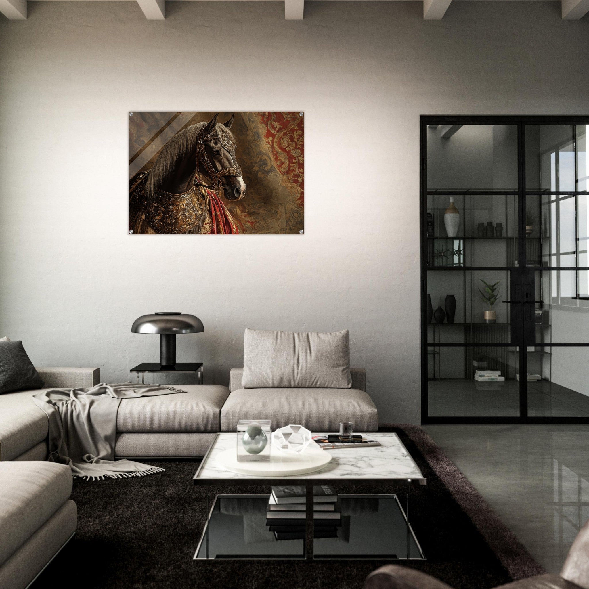 Acrylic Print Landscape - Renaissance Portrait of a Noble Horse A dignified - Shop Ai Art WebShop - Digital Art online Store