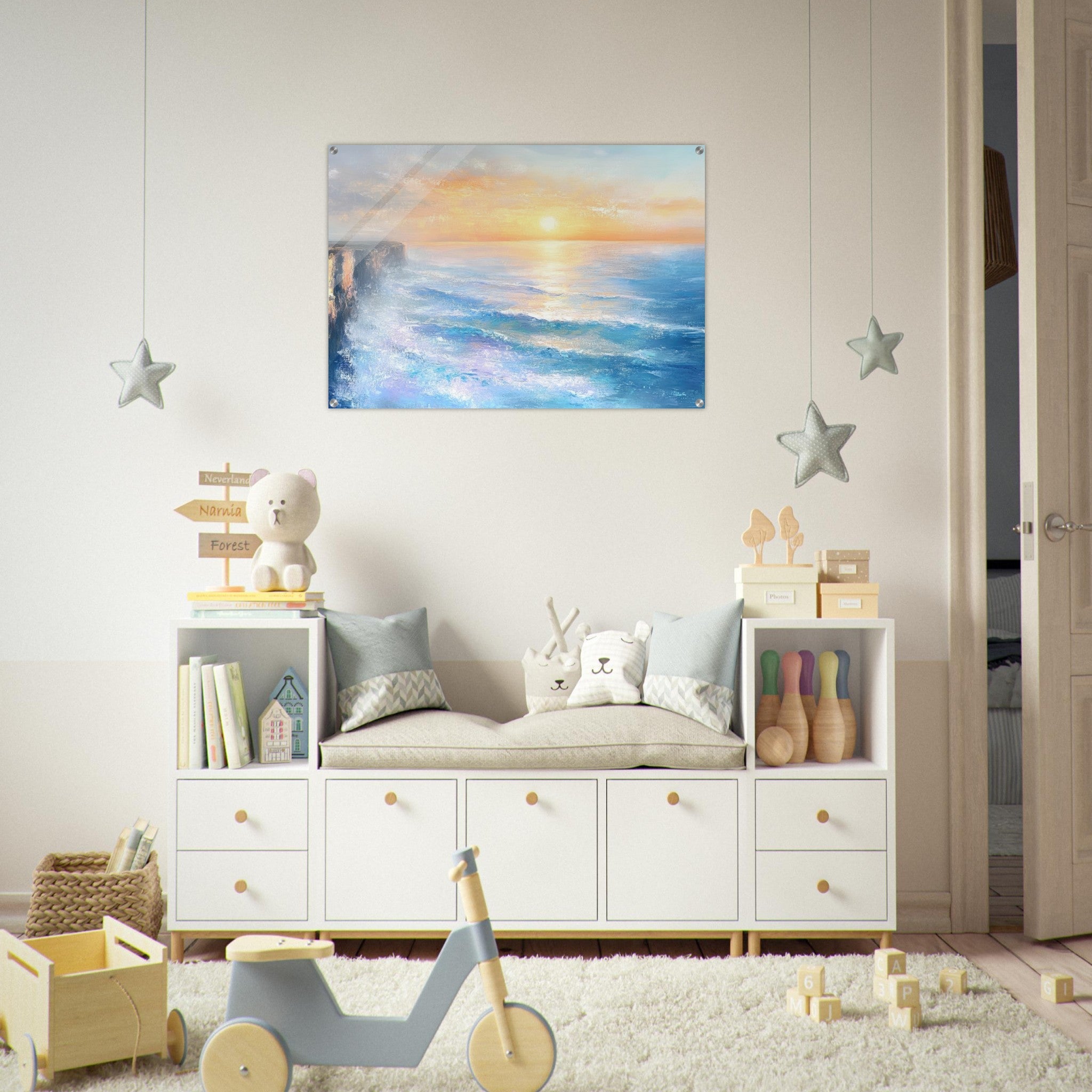 Acrylic Print Landscape - Seaside Cliff at Sunrise A breathtaking Empress - Shop Ai Art WebShop - Digital Art online Store