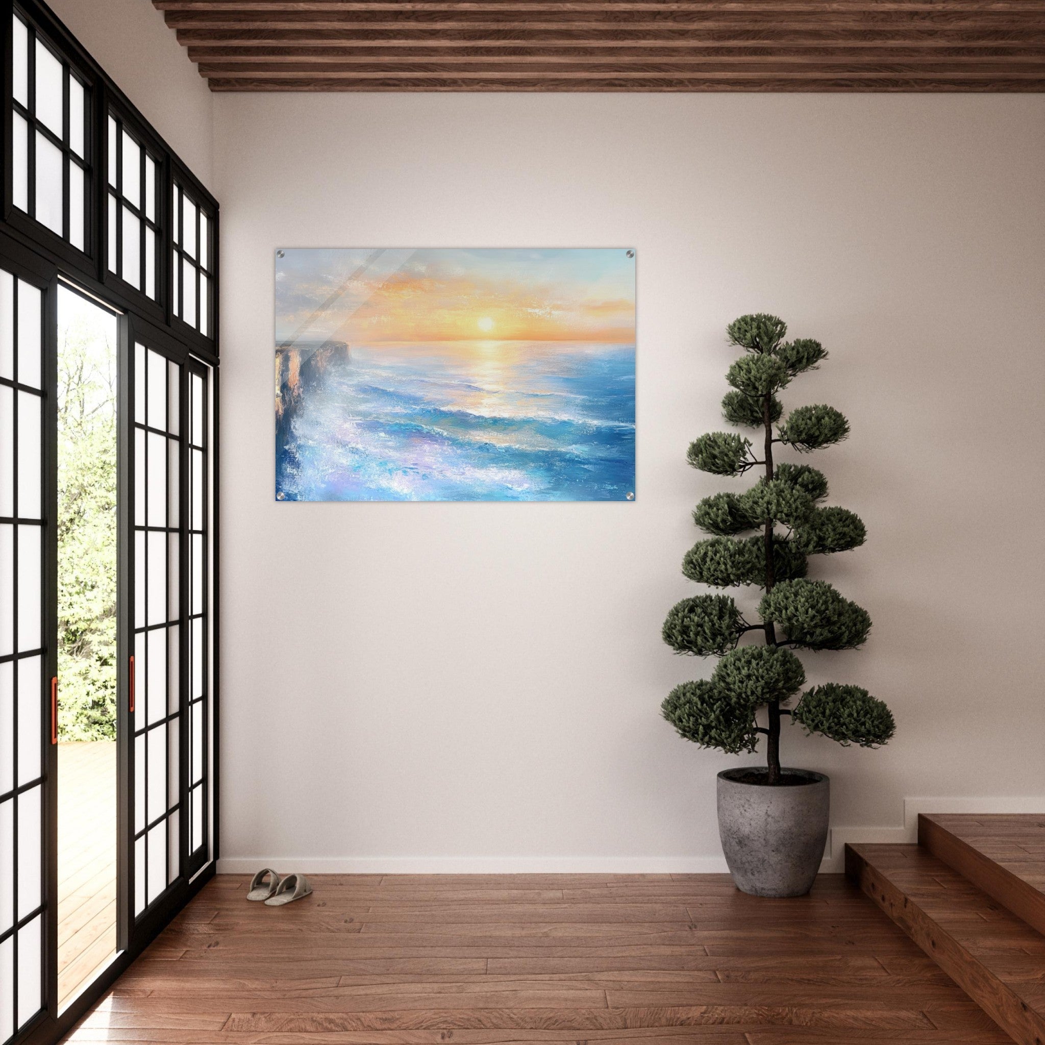 Acrylic Print Landscape - Seaside Cliff at Sunrise A breathtaking Empress - Shop Ai Art WebShop - Digital Art online Store