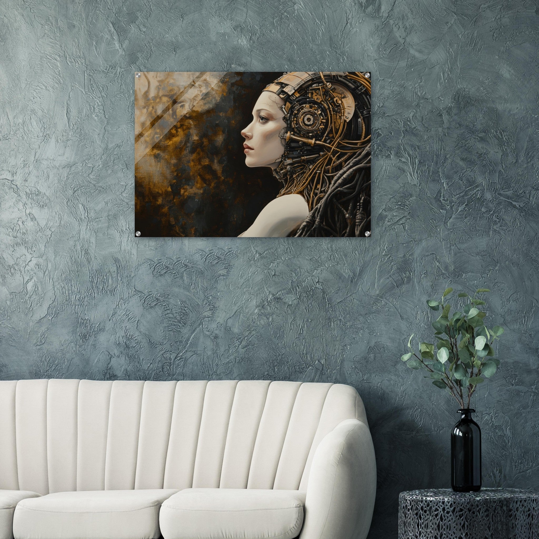 Acrylic Print Landscape - Surrealist Hybrid Queen on a Biomechanical Thrown - Shop Ai Art WebShop - Digital Art online Store