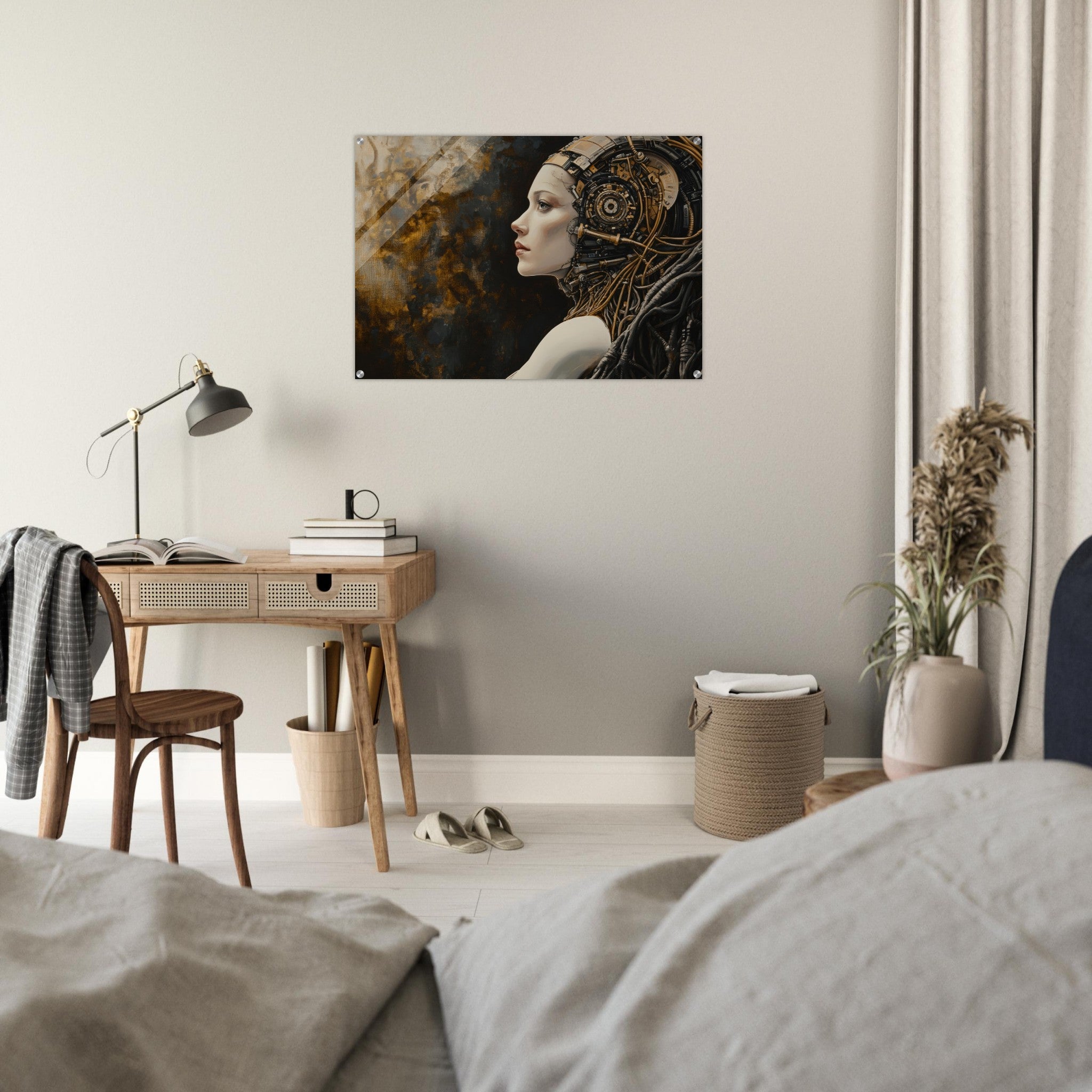 Acrylic Print Landscape - Surrealist Hybrid Queen on a Biomechanical Thrown - Shop Ai Art WebShop - Digital Art online Store
