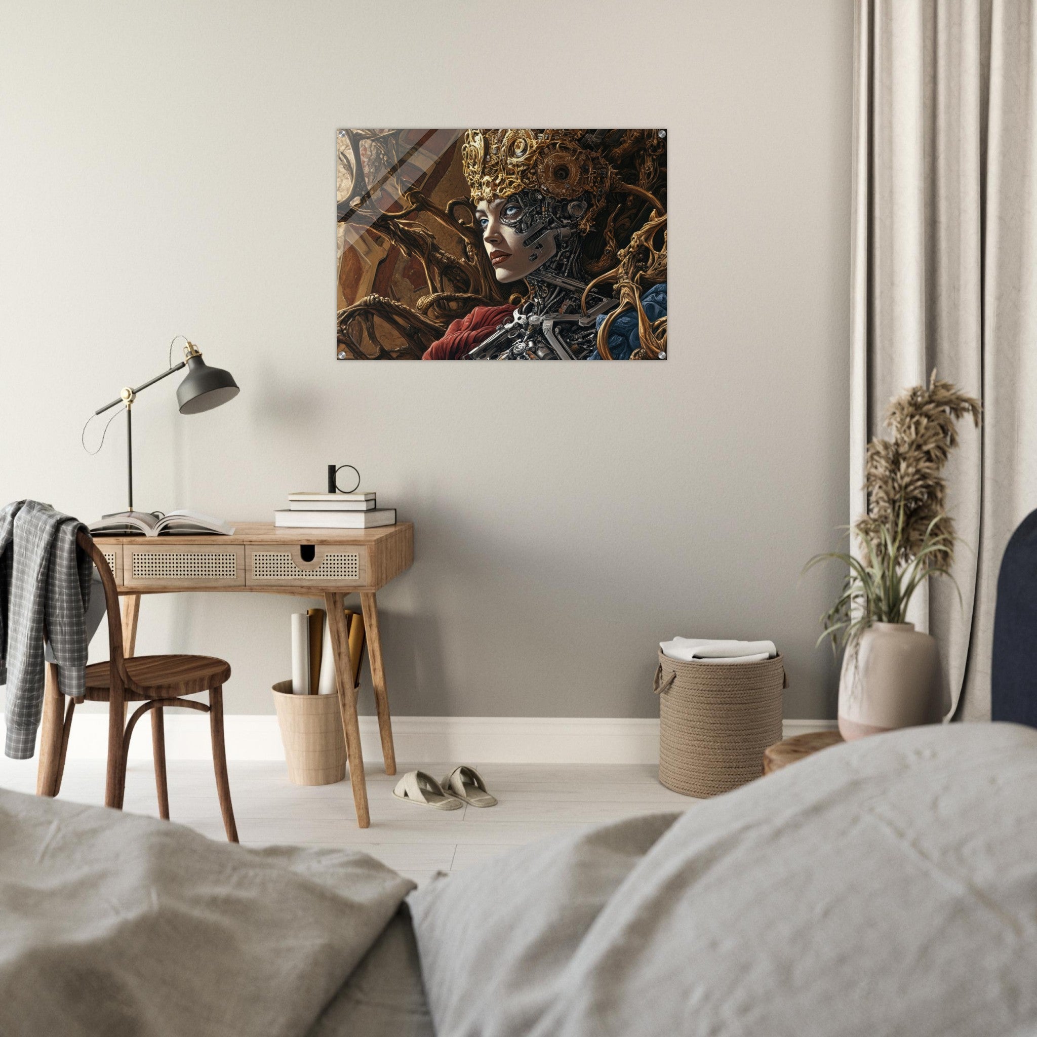 Acrylic Print Landscape - Surrealist Hybrid Queen on a Biomechanical Thrown 3 - Shop Ai Art WebShop - Digital Art online Store