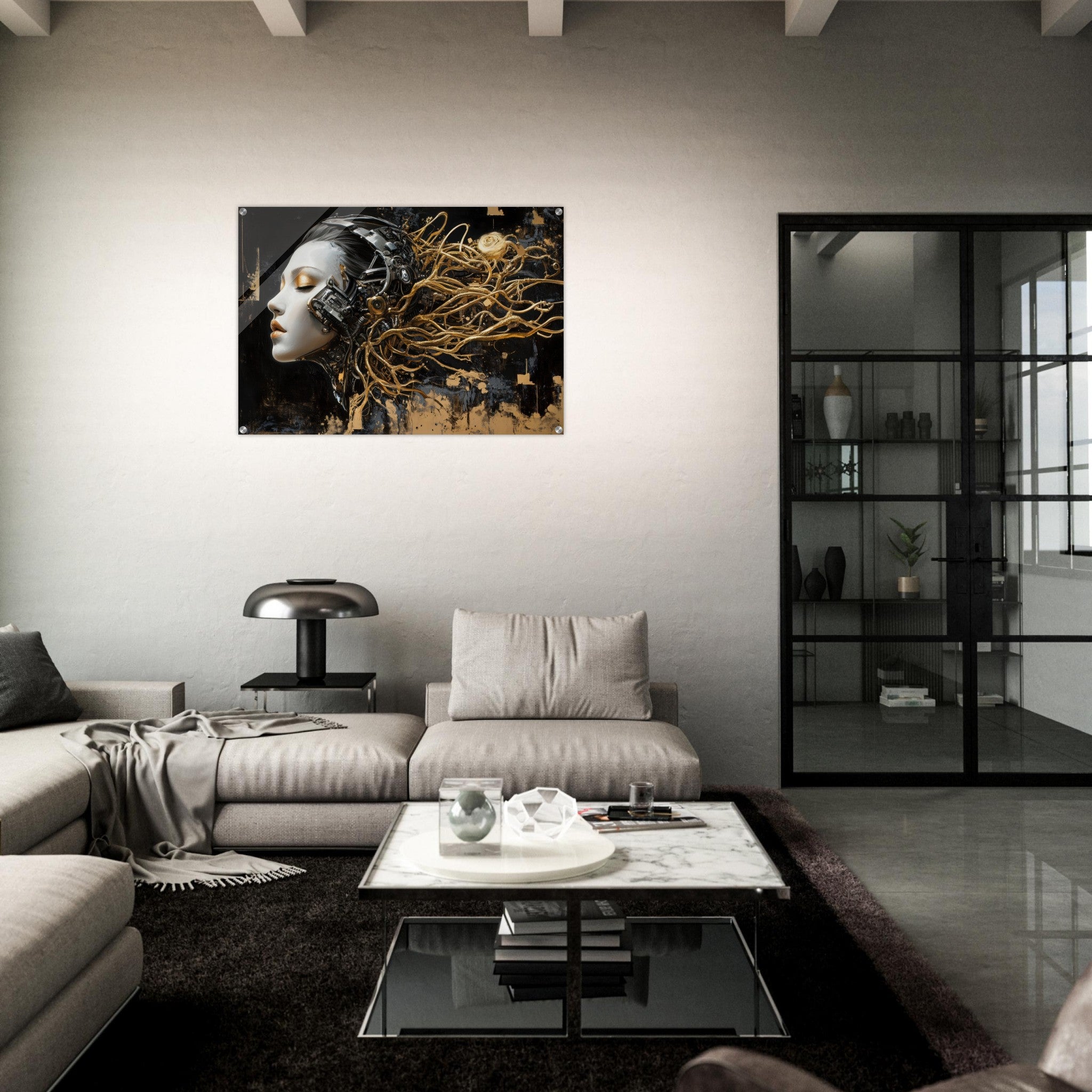 Acrylic Print Landscape - Surrealist Hybrid Queen on a Biomechanical Thrown 5 - Shop Ai Art WebShop - Digital Art online Store
