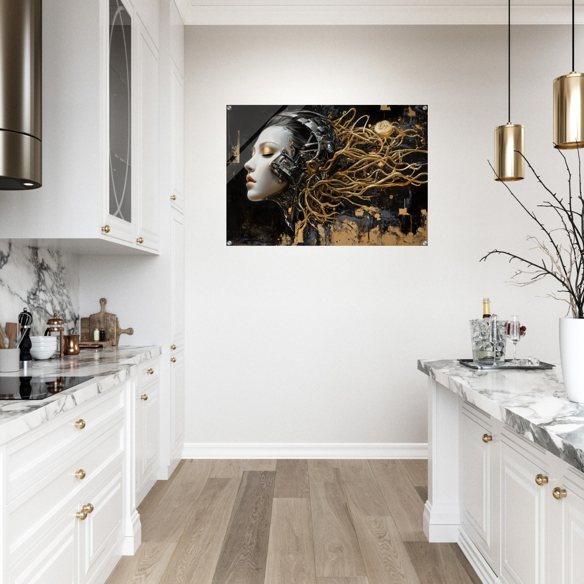 Acrylic Print Landscape - Surrealist Hybrid Queen on a Biomechanical Thrown 5 - Shop Ai Art WebShop - Digital Art online Store