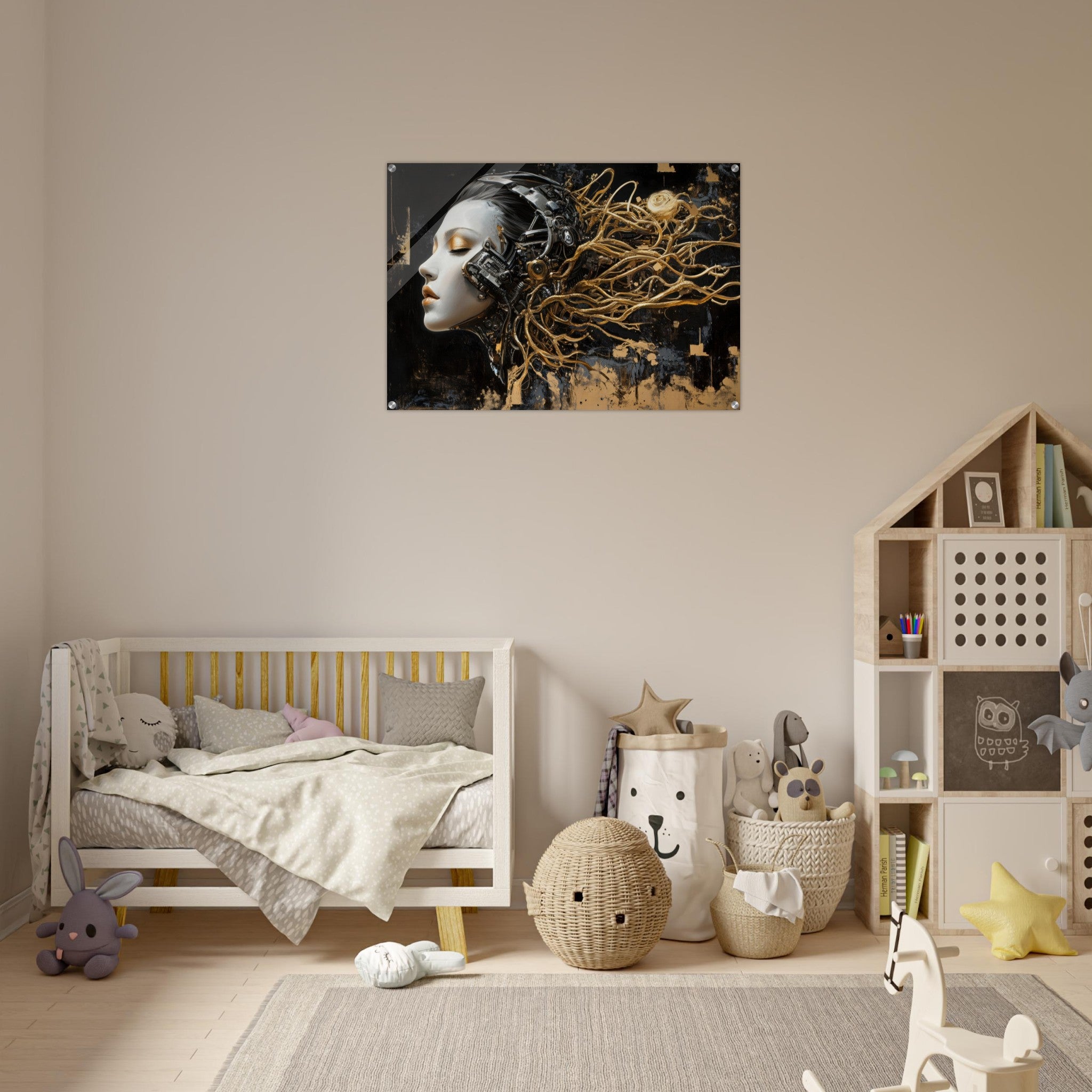Acrylic Print Landscape - Surrealist Hybrid Queen on a Biomechanical Thrown 5 - Shop Ai Art WebShop - Digital Art online Store