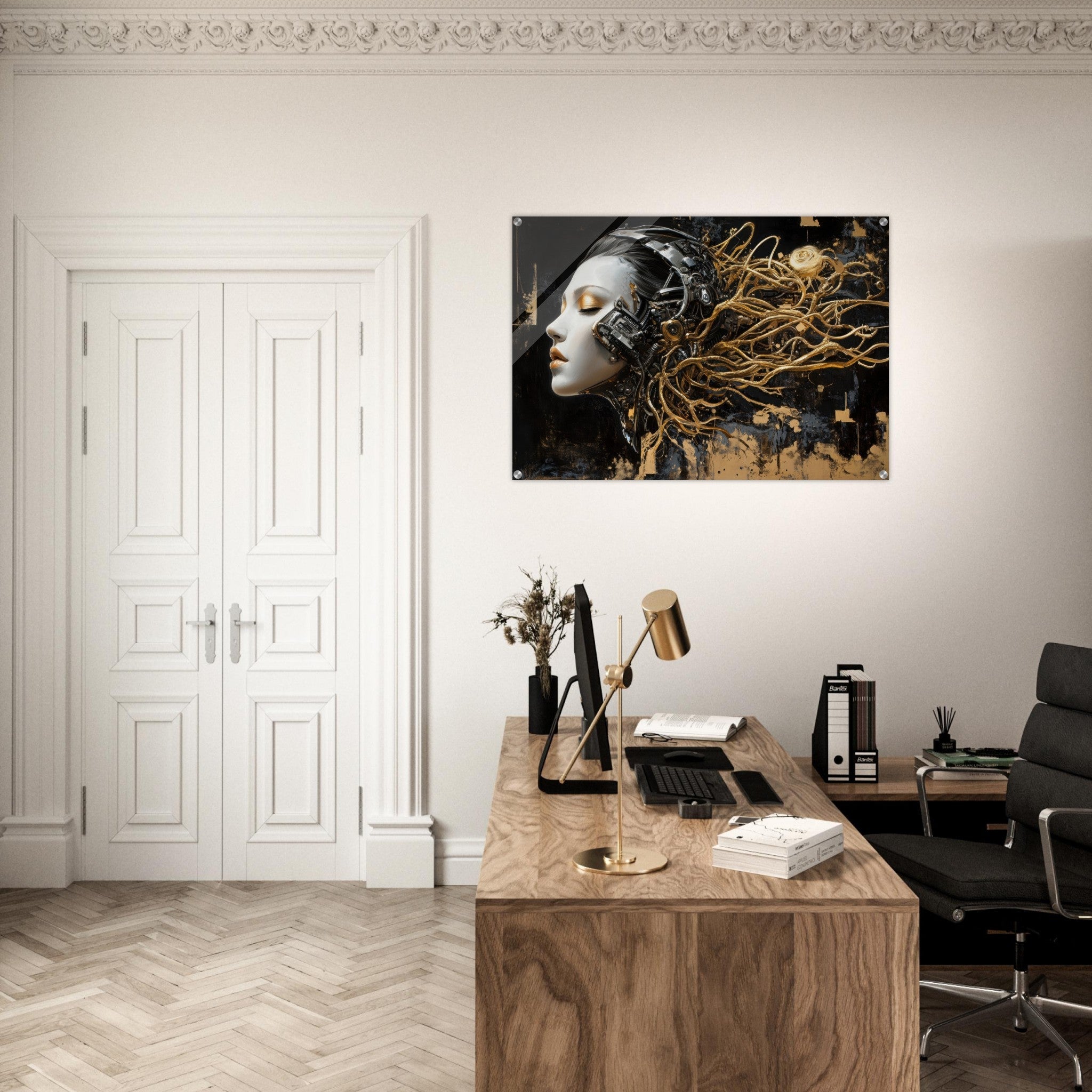 Acrylic Print Landscape - Surrealist Hybrid Queen on a Biomechanical Thrown 5 - Shop Ai Art WebShop - Digital Art online Store