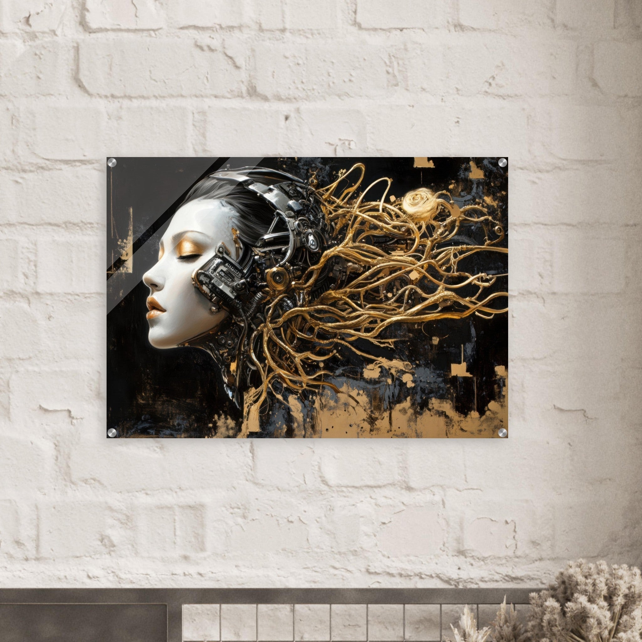 Acrylic Print Landscape - Surrealist Hybrid Queen on a Biomechanical Thrown 5 - Shop Ai Art WebShop - Digital Art online Store