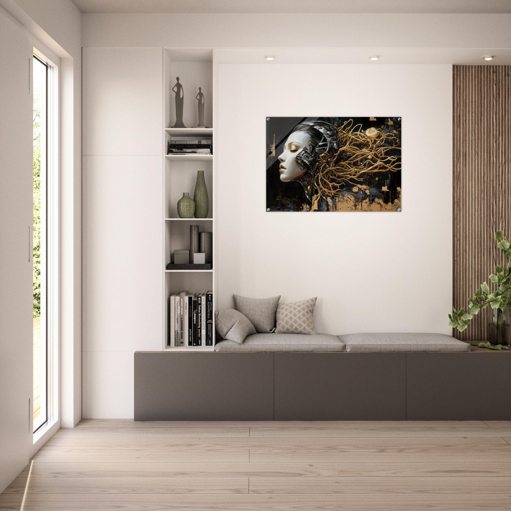 Acrylic Print Landscape - Surrealist Hybrid Queen on a Biomechanical Thrown 5 - Shop Ai Art WebShop - Digital Art online Store