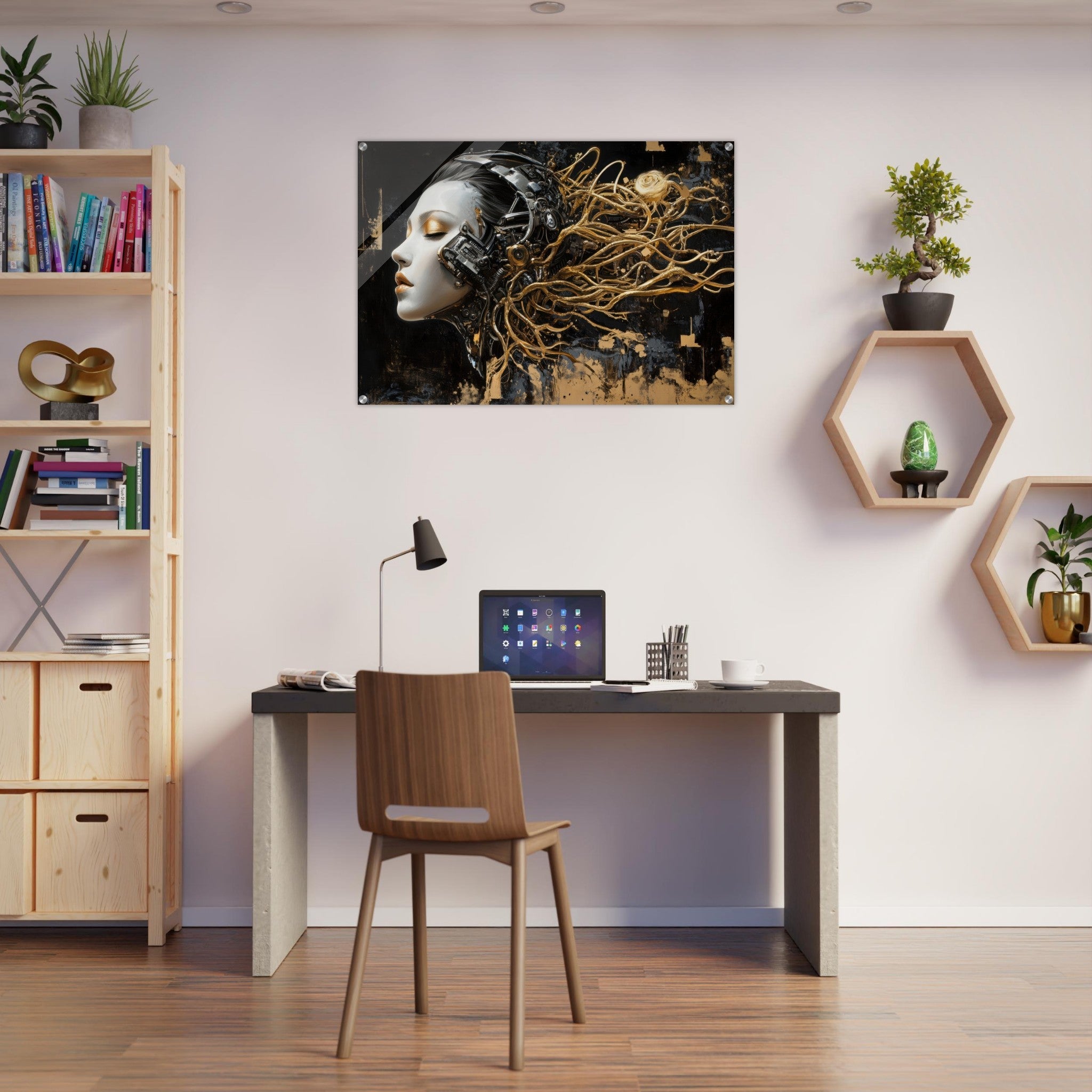 Acrylic Print Landscape - Surrealist Hybrid Queen on a Biomechanical Thrown 5 - Shop Ai Art WebShop - Digital Art online Store