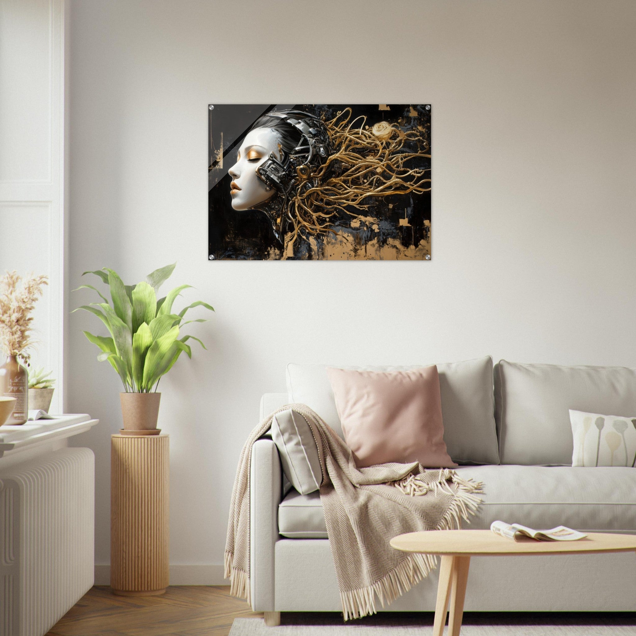 Acrylic Print Landscape - Surrealist Hybrid Queen on a Biomechanical Thrown 5 - Shop Ai Art WebShop - Digital Art online Store