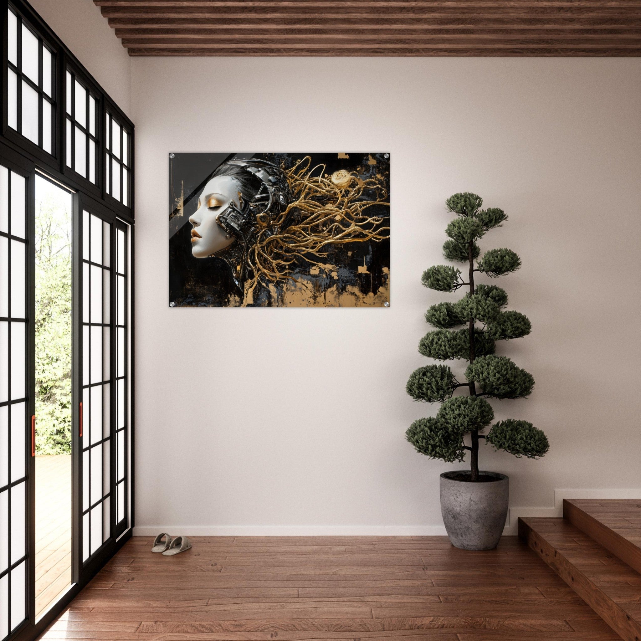Acrylic Print Landscape - Surrealist Hybrid Queen on a Biomechanical Thrown 5 - Shop Ai Art WebShop - Digital Art online Store