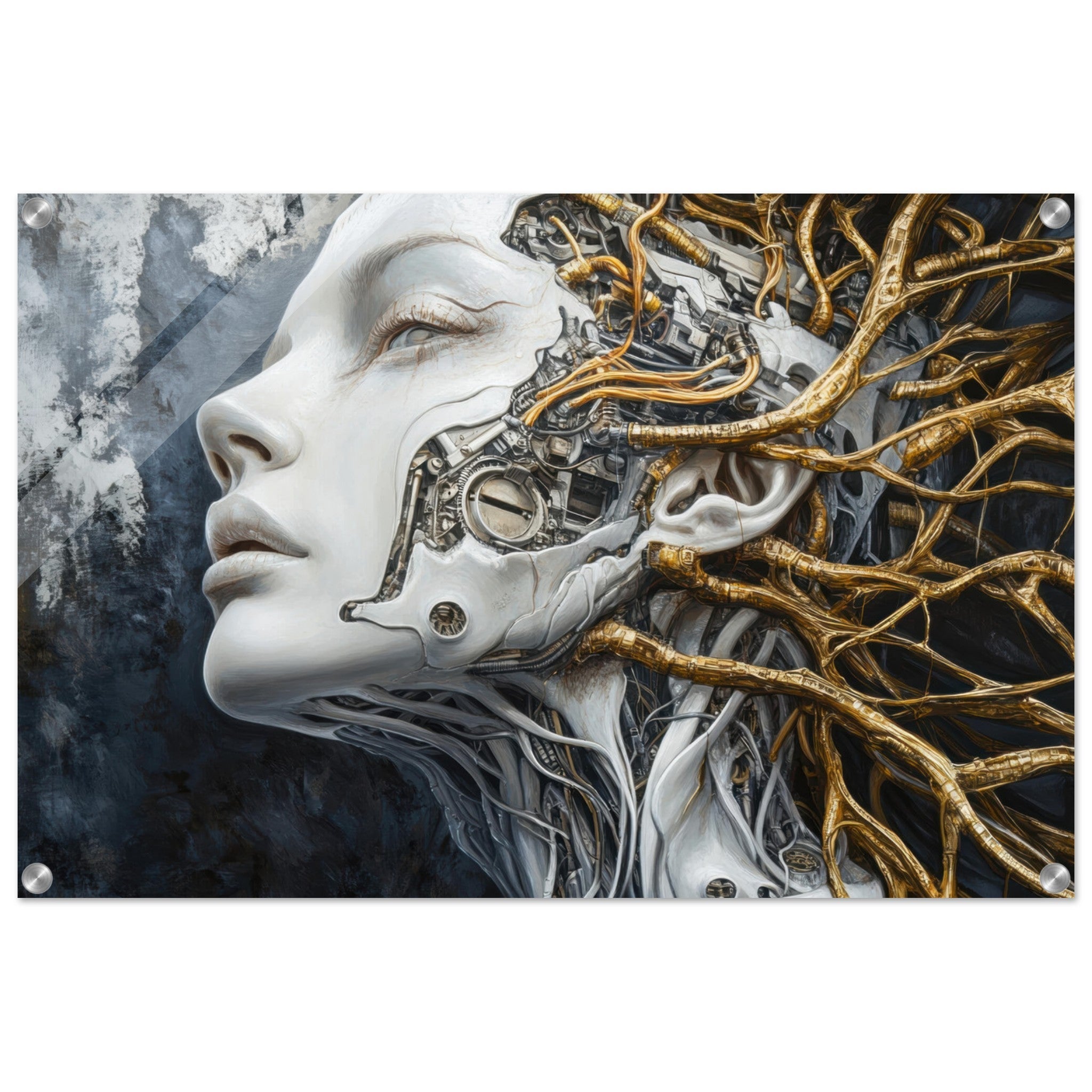 Acrylic Print Landscape - Surrealist Hybrid Queen on a Biomechanical Thrown 8 - Shop Ai Art WebShop - Digital Art online Store