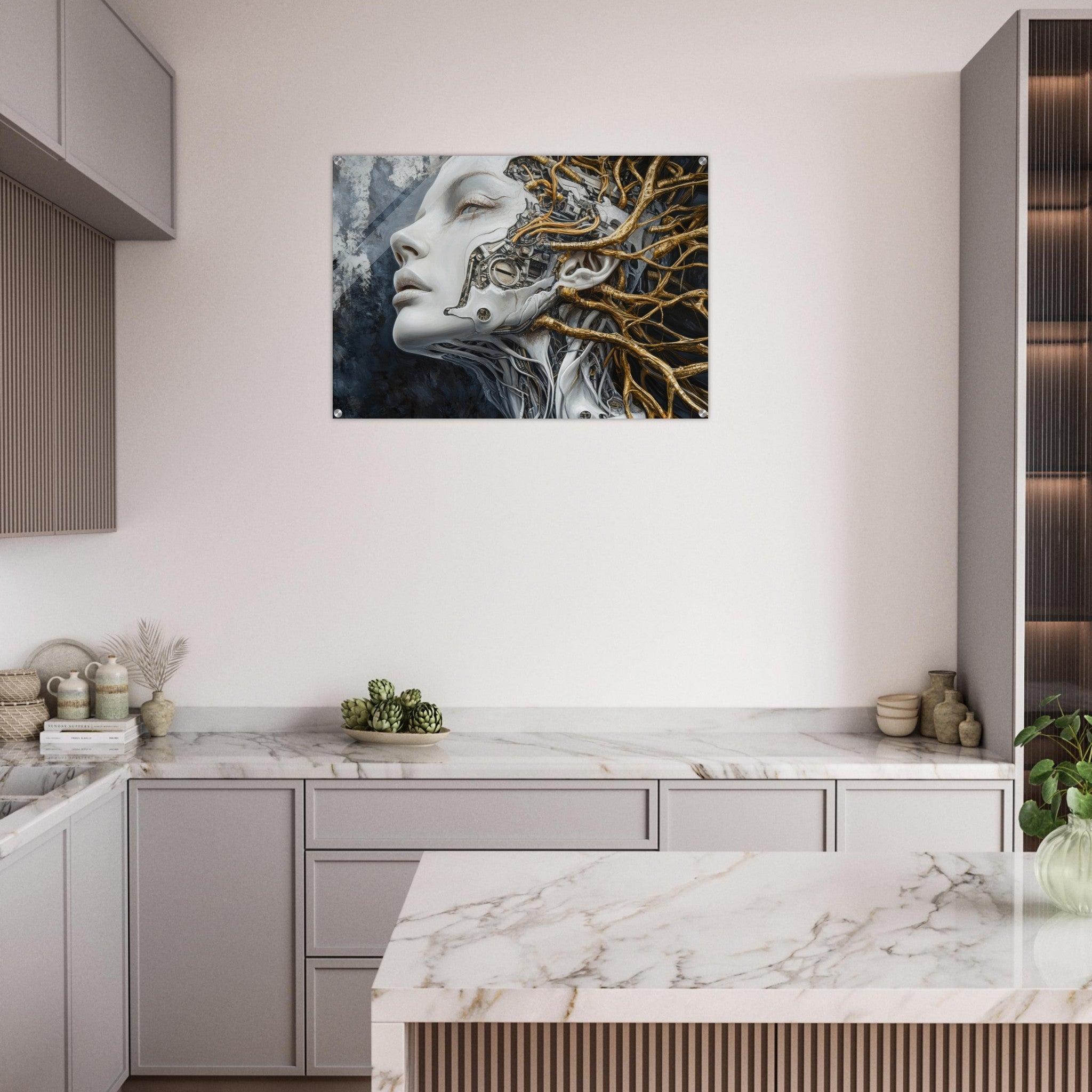 Acrylic Print Landscape - Surrealist Hybrid Queen on a Biomechanical Thrown 8 - Shop Ai Art WebShop - Digital Art online Store