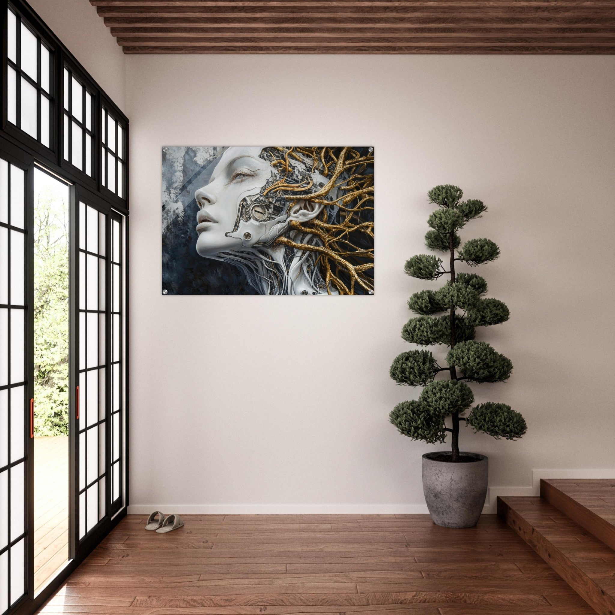 Acrylic Print Landscape - Surrealist Hybrid Queen on a Biomechanical Thrown 8 - Shop Ai Art WebShop - Digital Art online Store