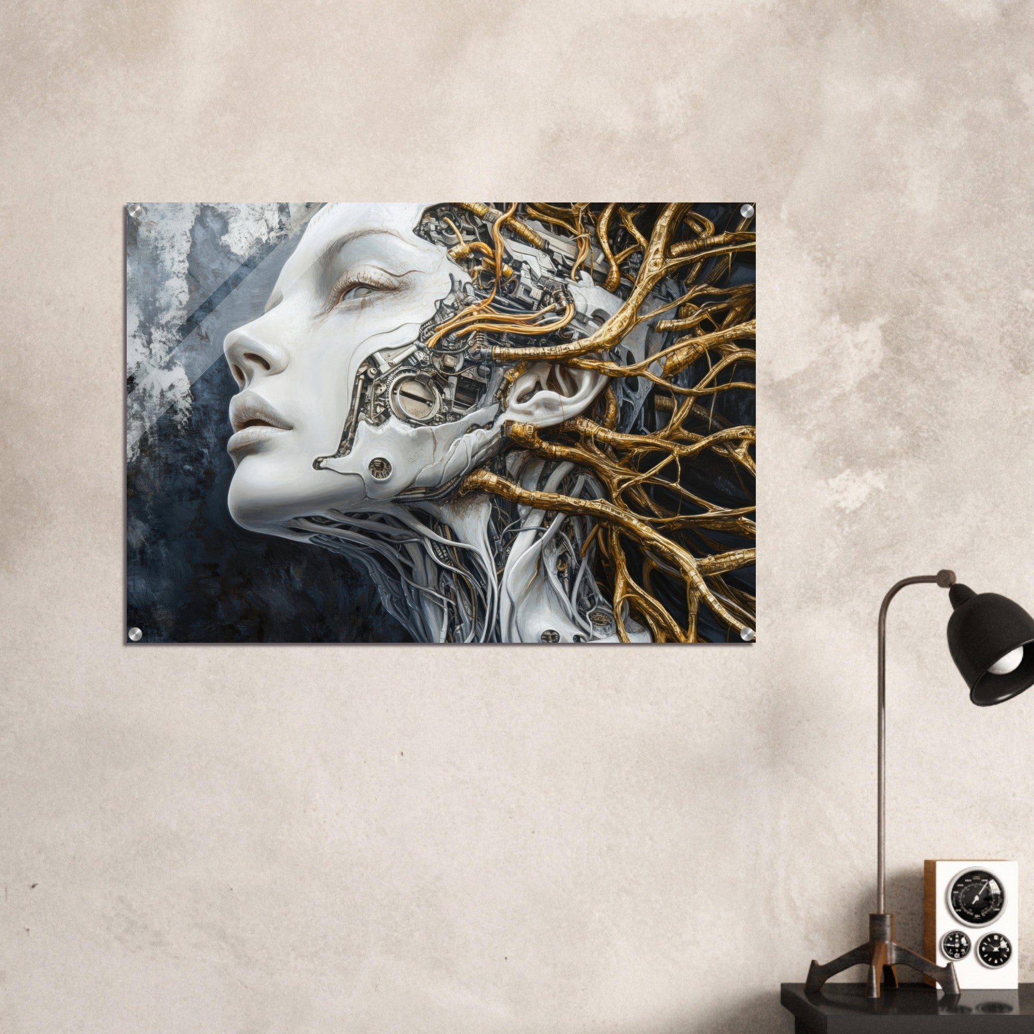 Acrylic Print Landscape - Surrealist Hybrid Queen on a Biomechanical Thrown 8 - Shop Ai Art WebShop - Digital Art online Store
