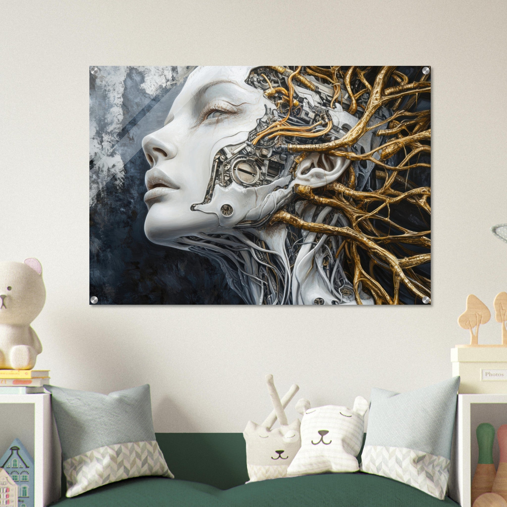 Acrylic Print Landscape - Surrealist Hybrid Queen on a Biomechanical Thrown 8 - Shop Ai Art WebShop - Digital Art online Store