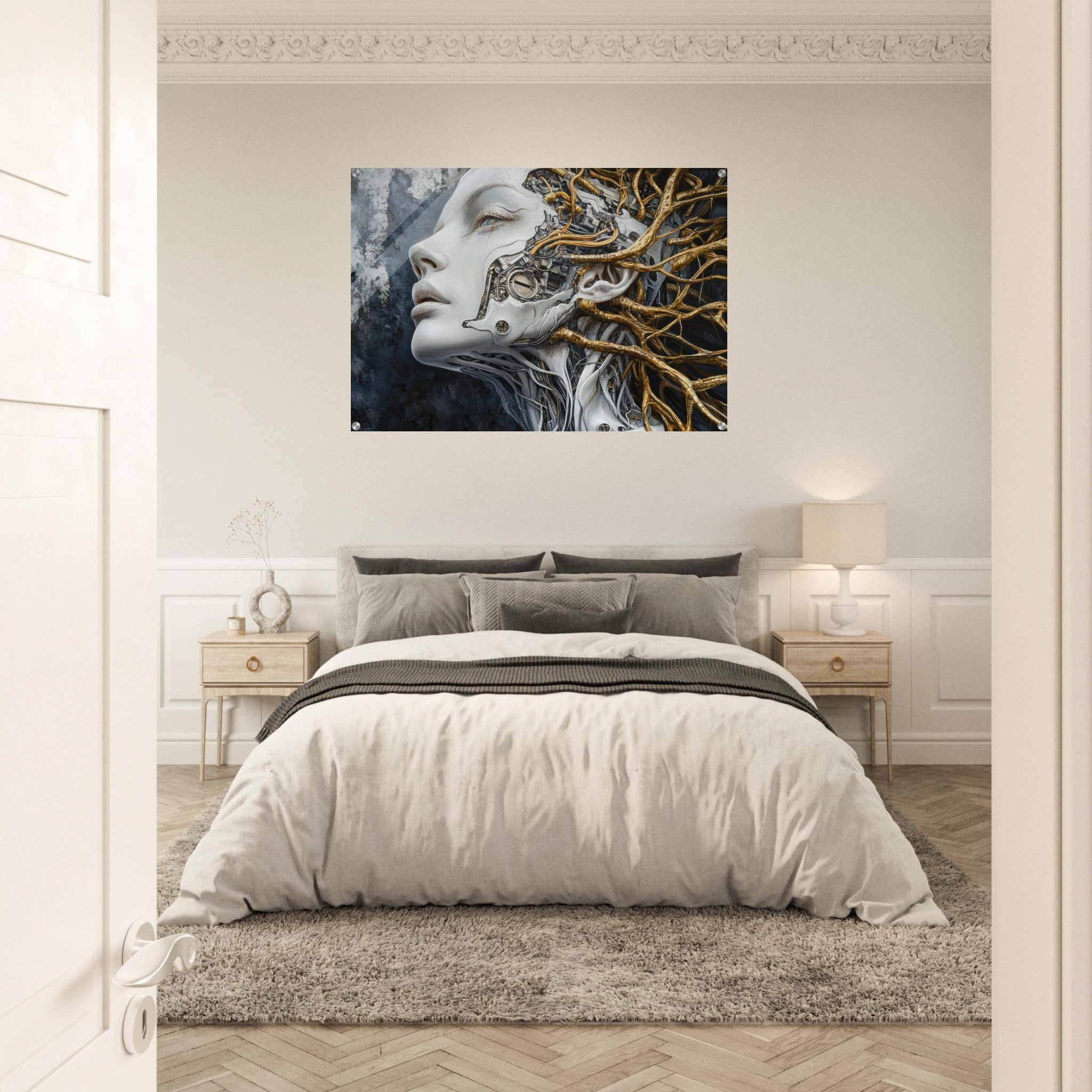 Acrylic Print Landscape - Surrealist Hybrid Queen on a Biomechanical Thrown 8 - Shop Ai Art WebShop - Digital Art online Store