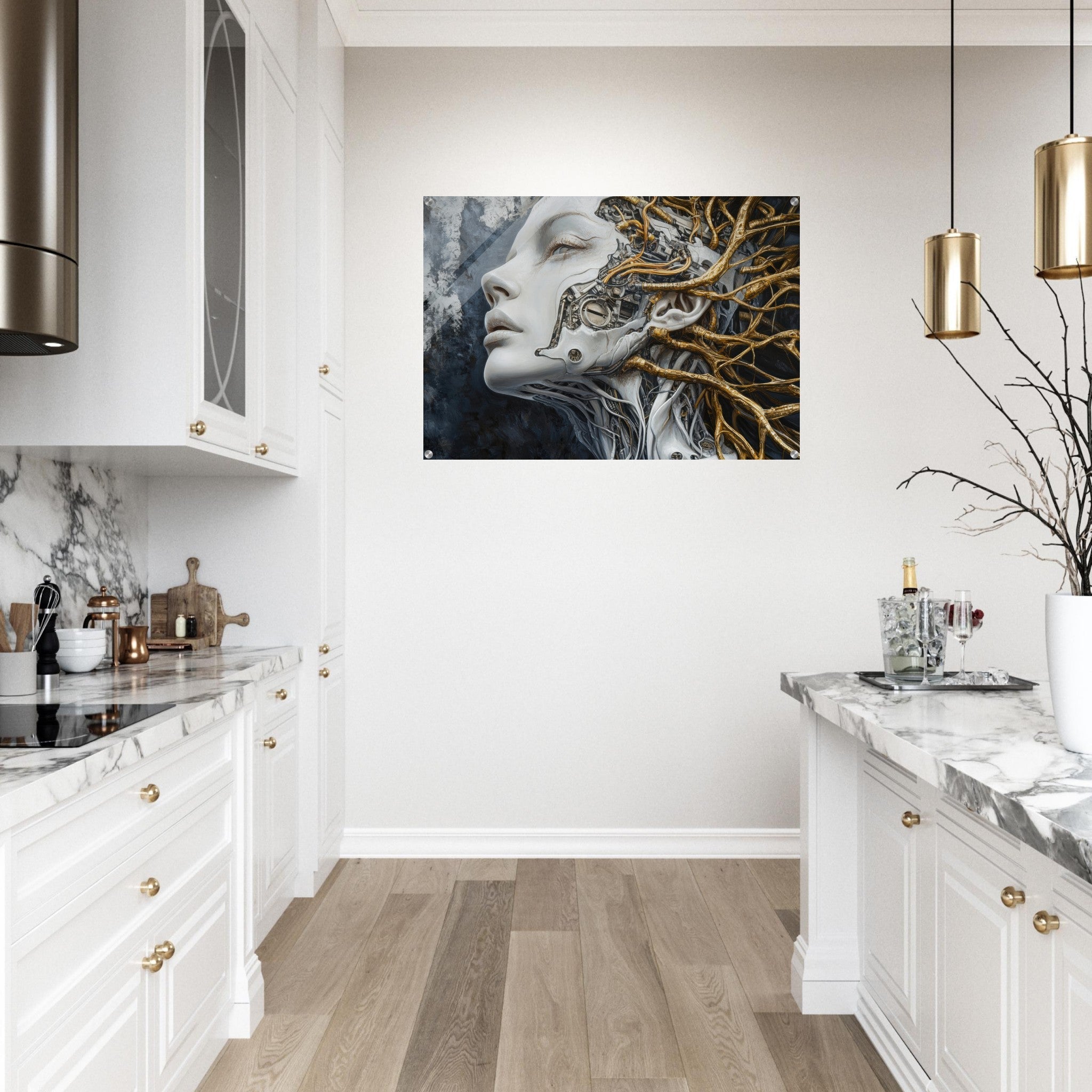 Acrylic Print Landscape - Surrealist Hybrid Queen on a Biomechanical Thrown 8 - Shop Ai Art WebShop - Digital Art online Store