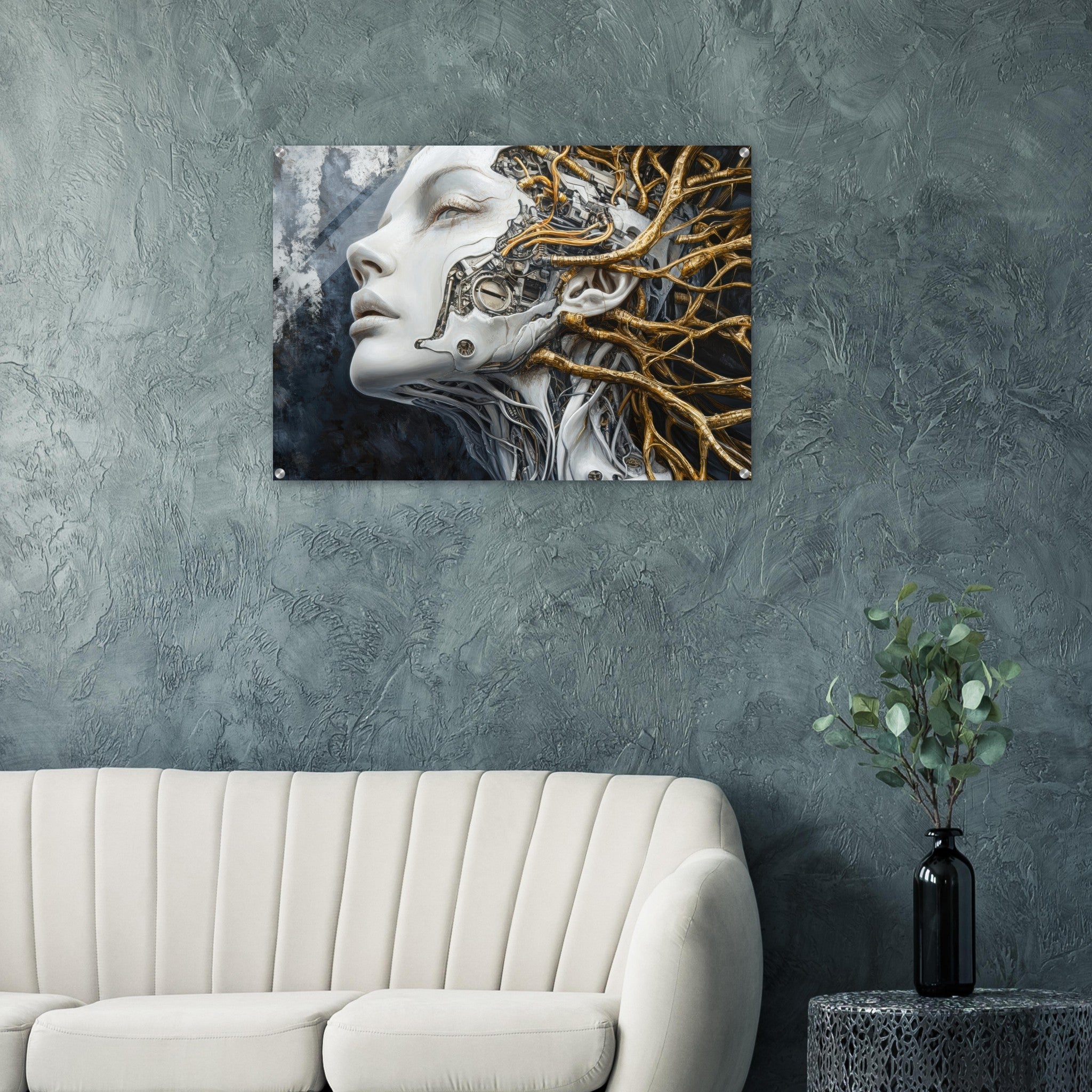 Acrylic Print Landscape - Surrealist Hybrid Queen on a Biomechanical Thrown 8 - Shop Ai Art WebShop - Digital Art online Store
