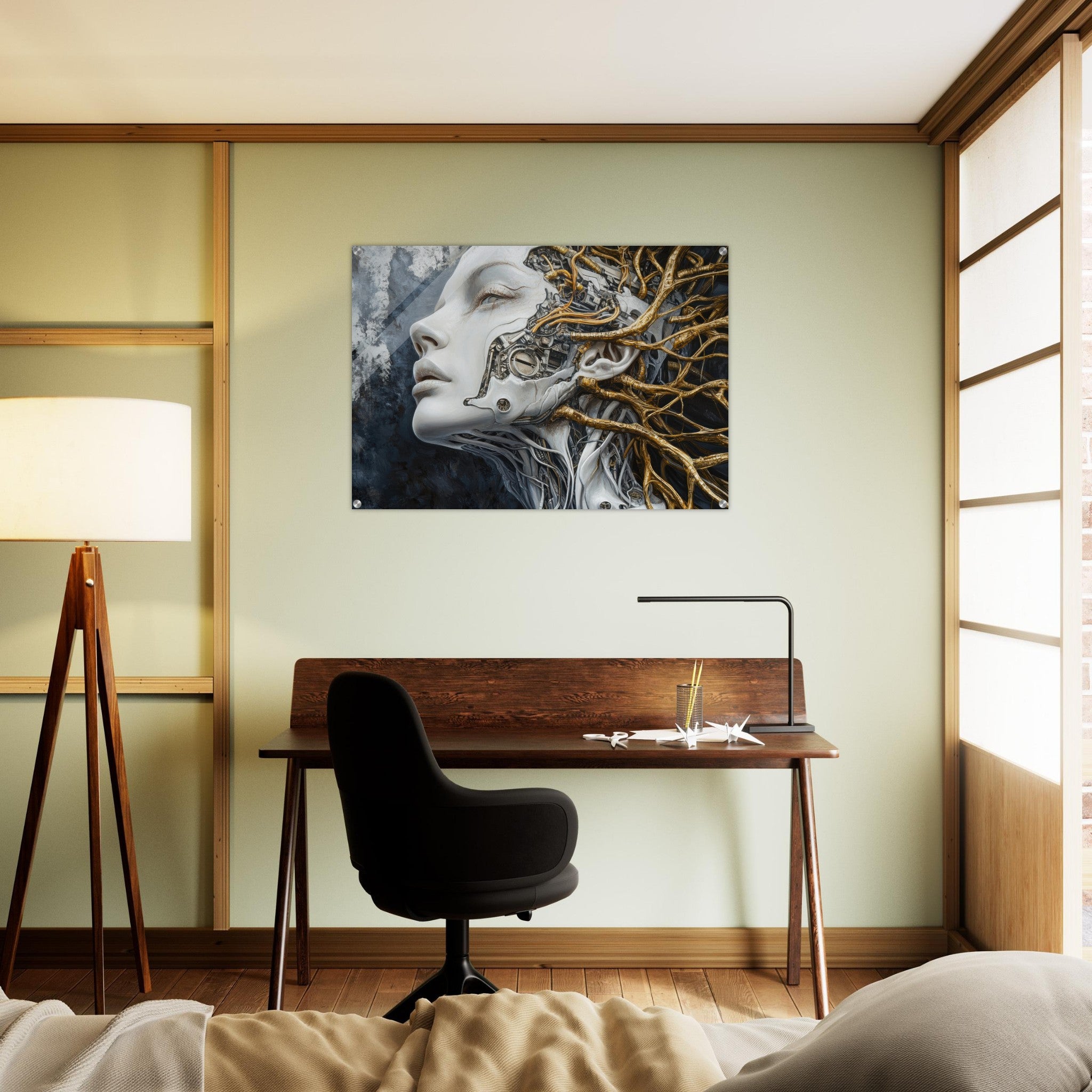 Acrylic Print Landscape - Surrealist Hybrid Queen on a Biomechanical Thrown 8 - Shop Ai Art WebShop - Digital Art online Store
