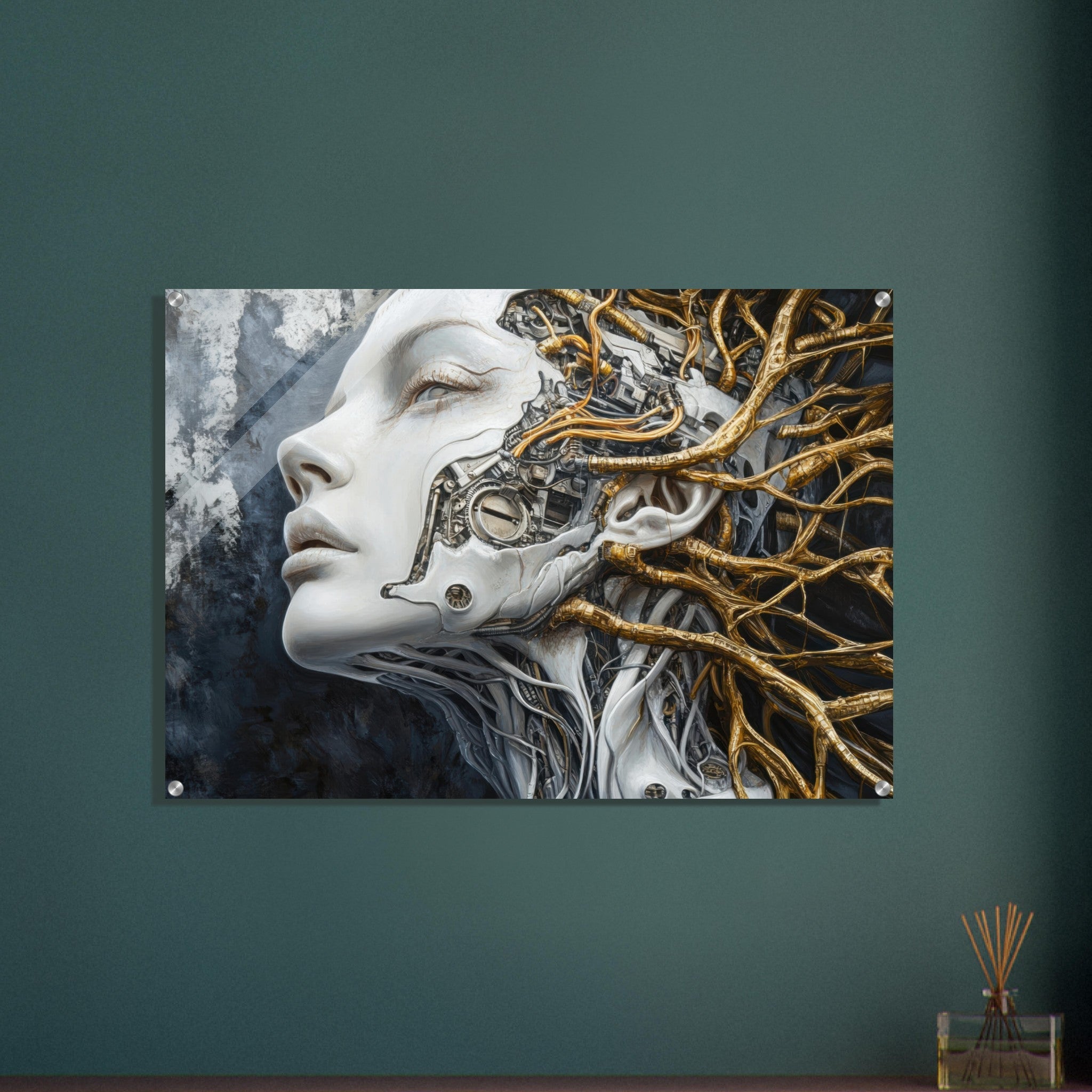 Acrylic Print Landscape - Surrealist Hybrid Queen on a Biomechanical Thrown 8 - Shop Ai Art WebShop - Digital Art online Store