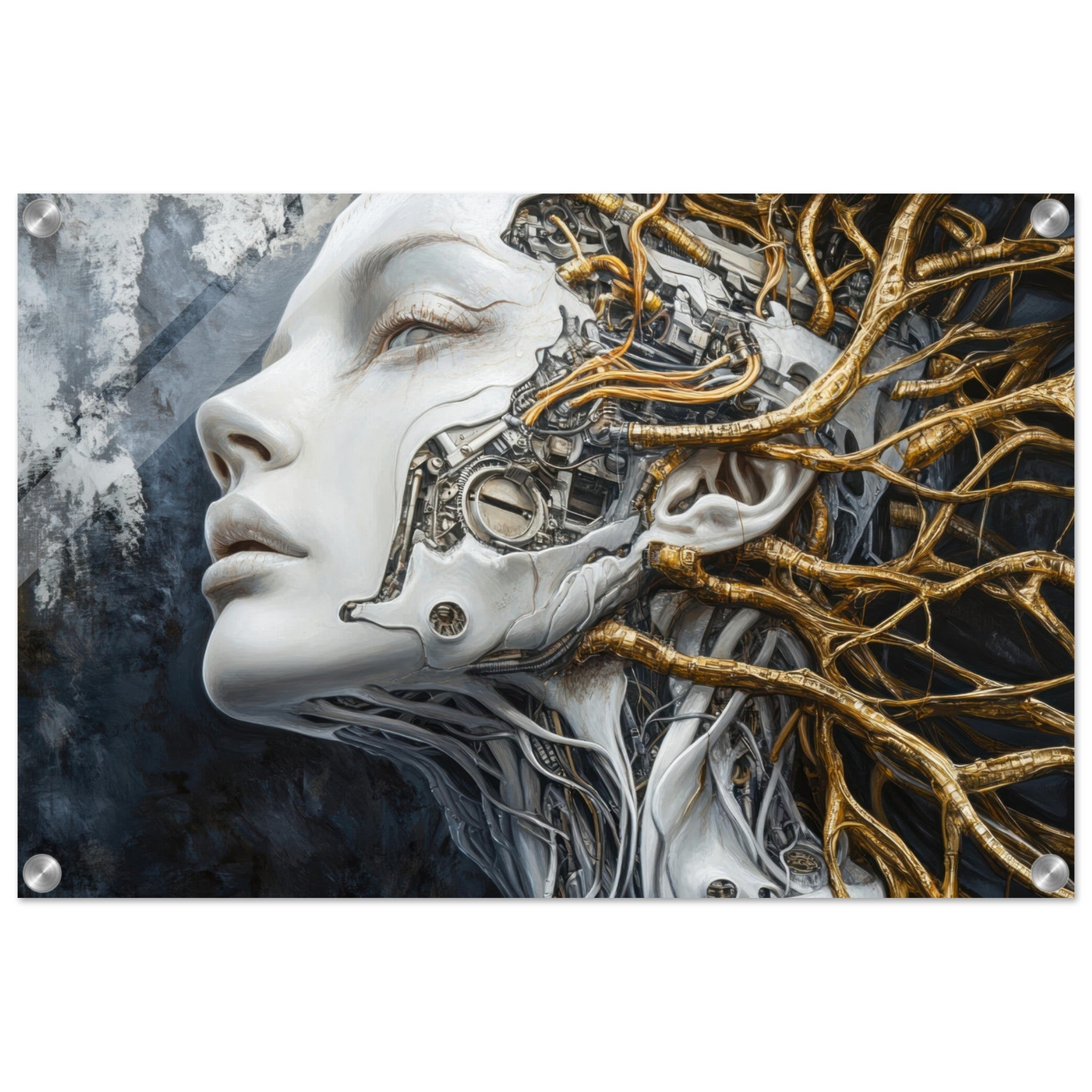 Acrylic Print Landscape - Surrealist Hybrid Queen on a Biomechanical Thrown 8 - Shop Ai Art WebShop - Digital Art online Store