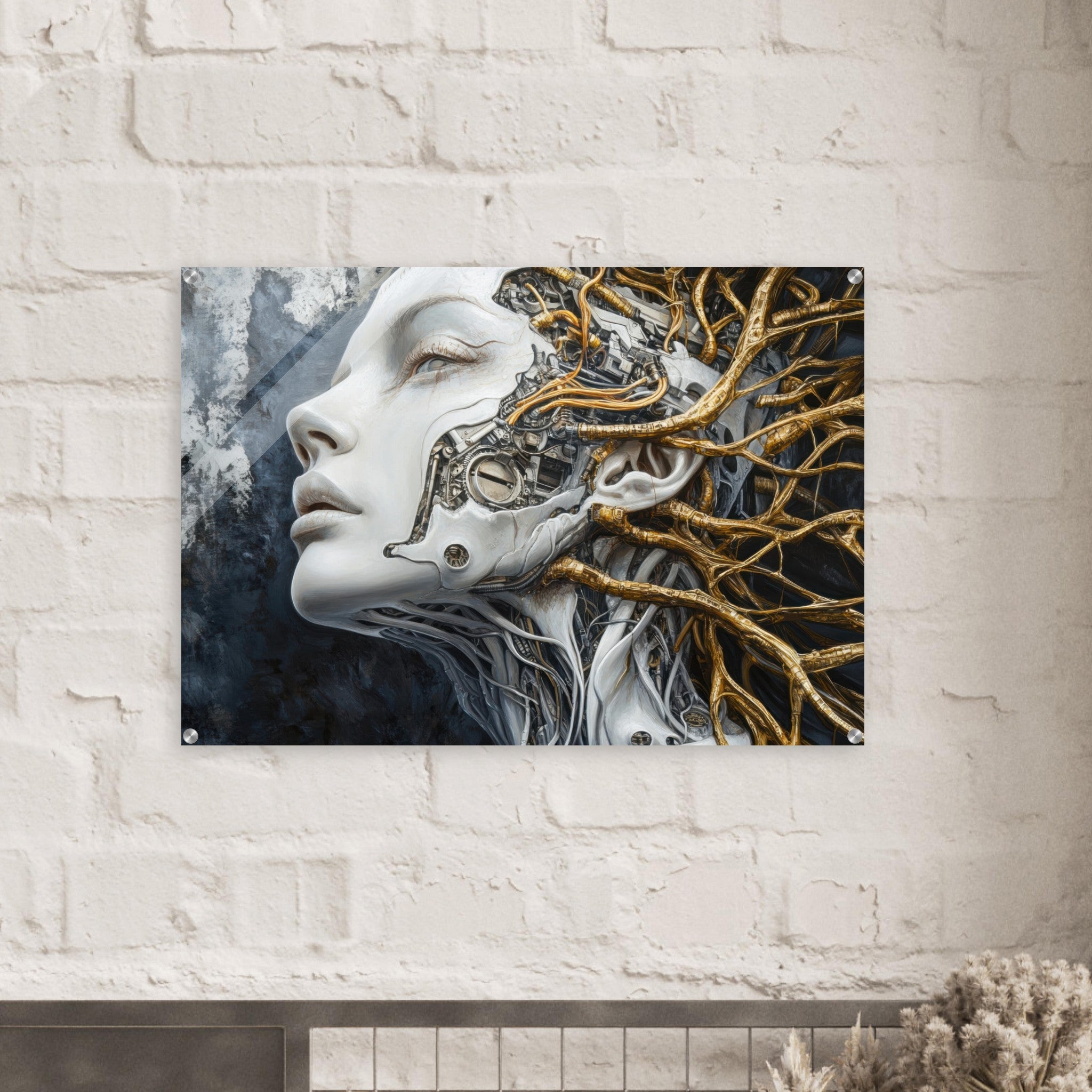 Acrylic Print Landscape - Surrealist Hybrid Queen on a Biomechanical Thrown 8 - Shop Ai Art WebShop - Digital Art online Store