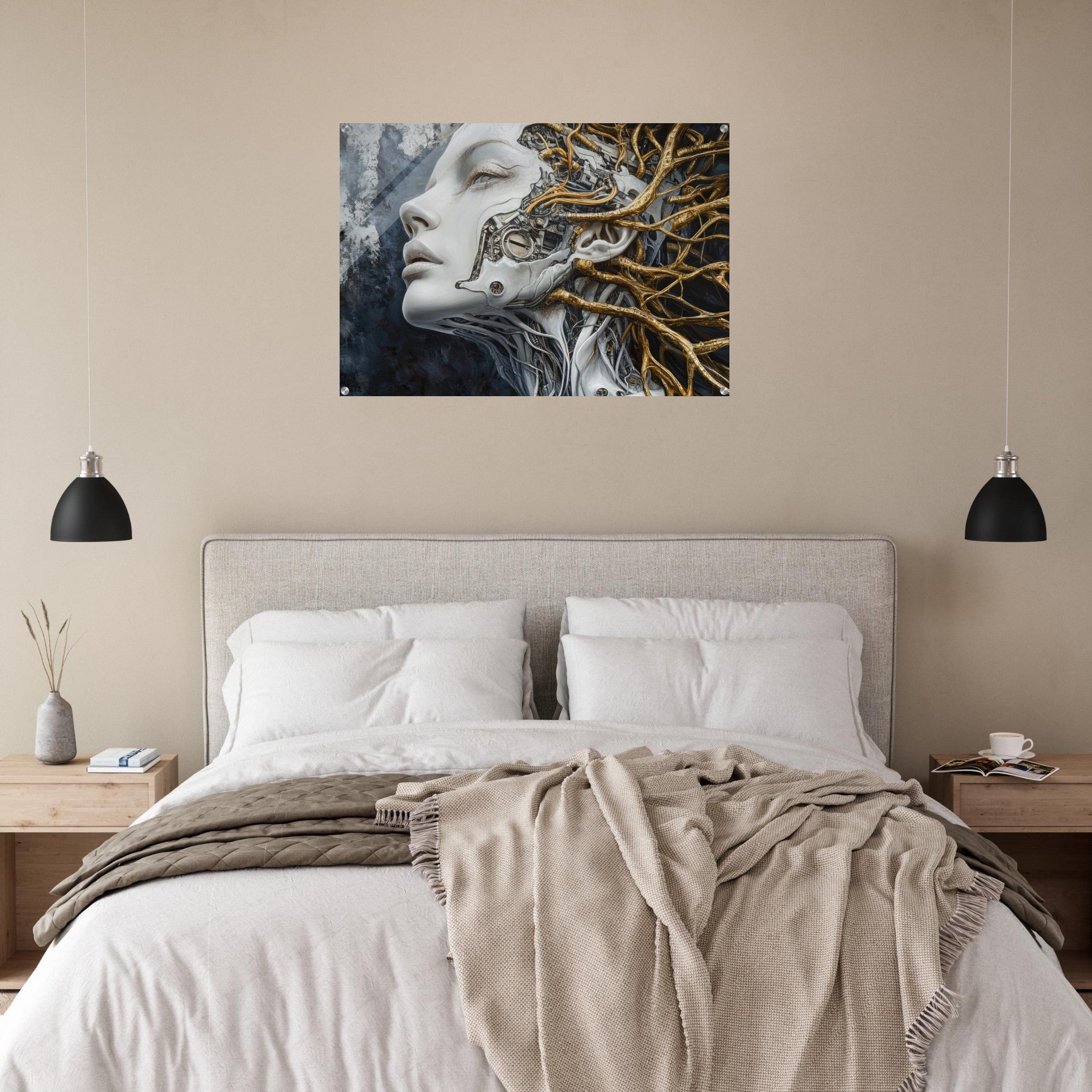 Acrylic Print Landscape - Surrealist Hybrid Queen on a Biomechanical Thrown 8 - Shop Ai Art WebShop - Digital Art online Store