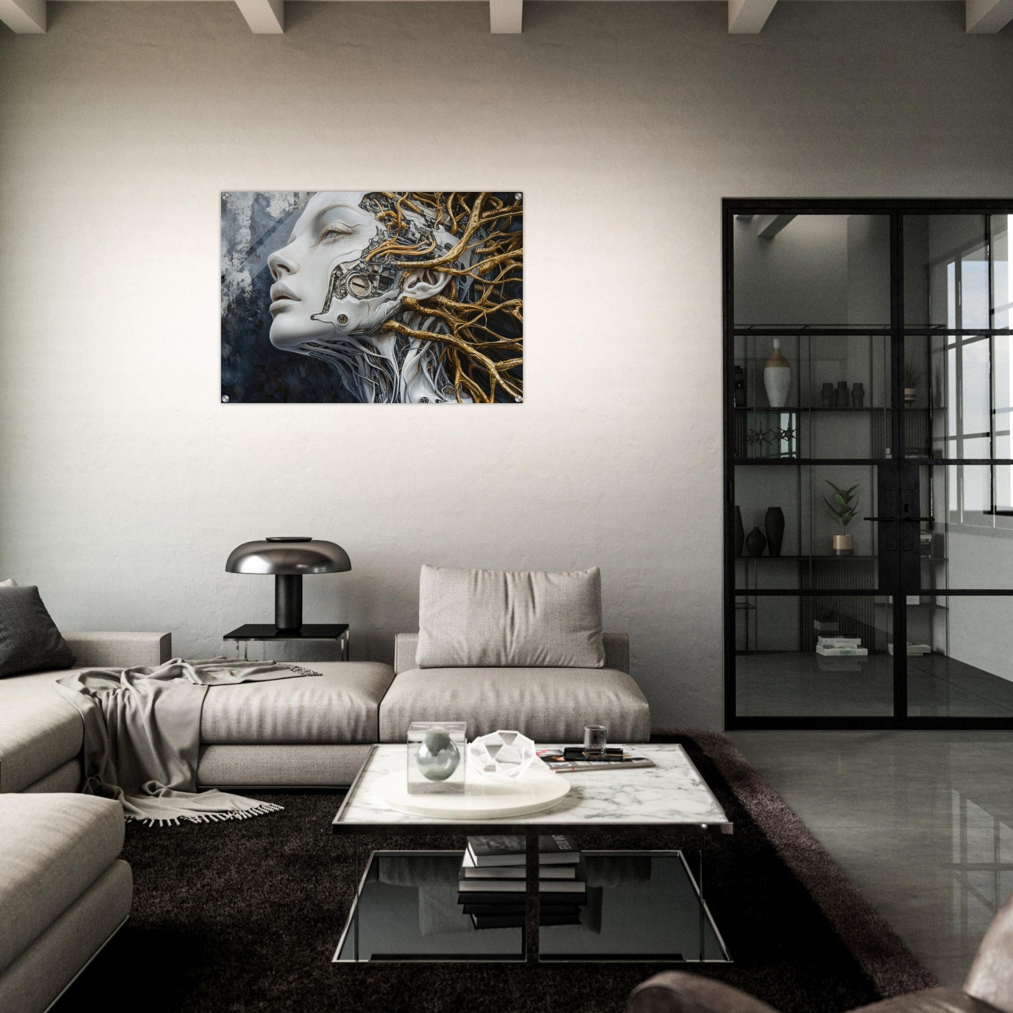 Acrylic Print Landscape - Surrealist Hybrid Queen on a Biomechanical Thrown 8 - Shop Ai Art WebShop - Digital Art online Store
