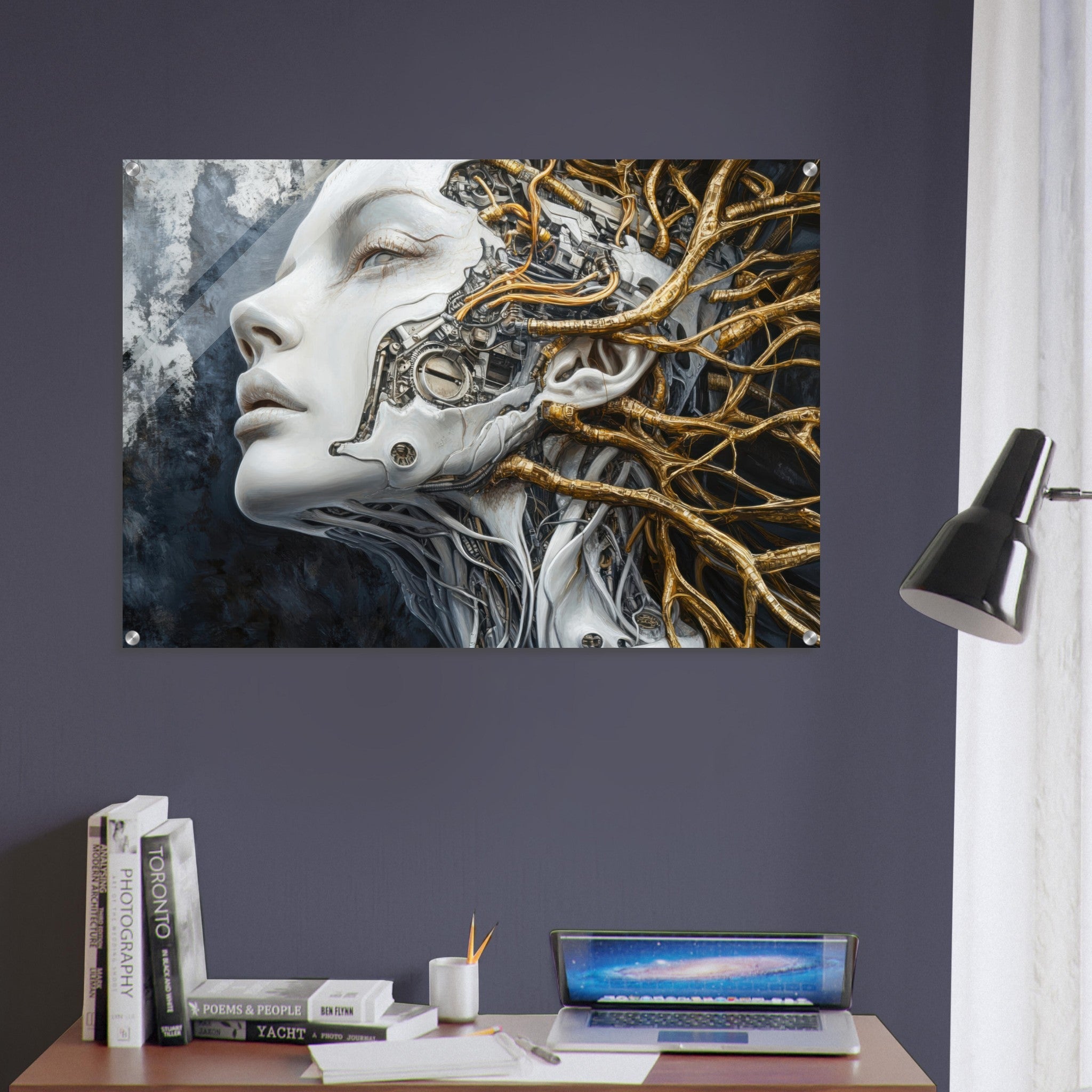 Acrylic Print Landscape - Surrealist Hybrid Queen on a Biomechanical Thrown 8 - Shop Ai Art WebShop - Digital Art online Store