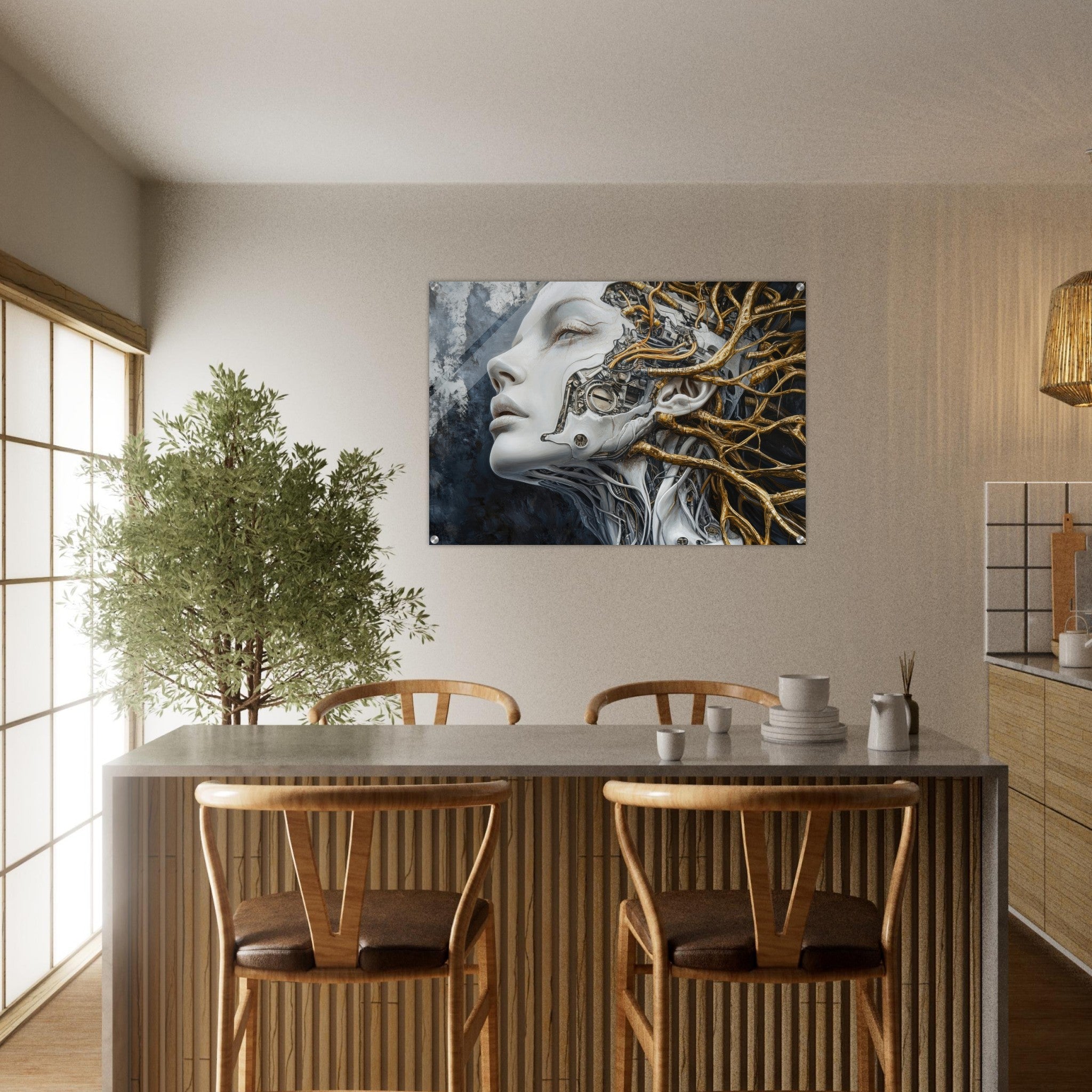 Acrylic Print Landscape - Surrealist Hybrid Queen on a Biomechanical Thrown 8 - Shop Ai Art WebShop - Digital Art online Store