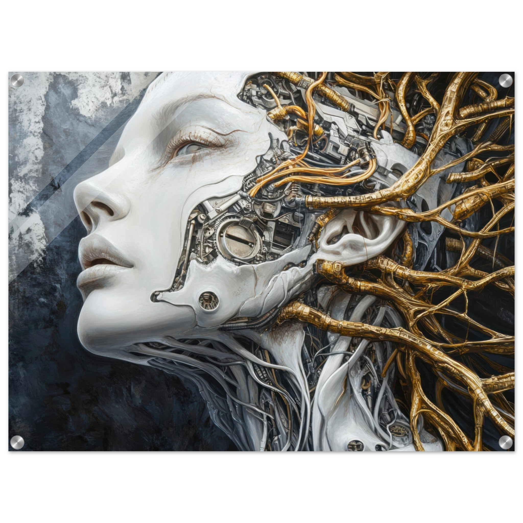 Acrylic Print Landscape - Surrealist Hybrid Queen on a Biomechanical Thrown 8 - Shop Ai Art WebShop - Digital Art online Store