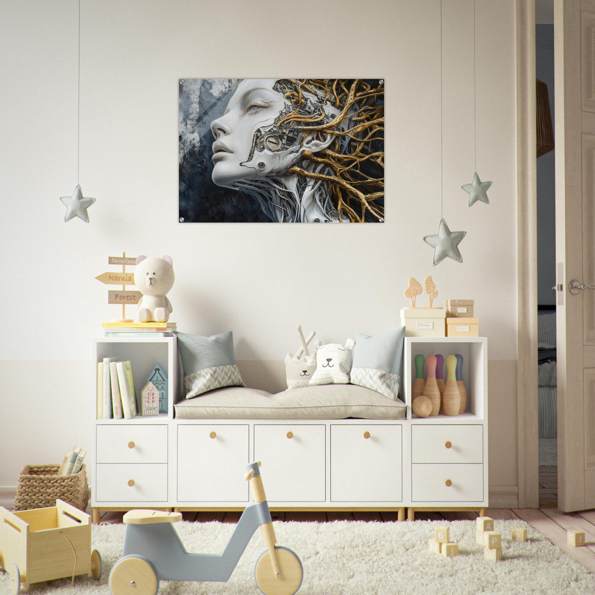 Acrylic Print Landscape - Surrealist Hybrid Queen on a Biomechanical Thrown 8 - Shop Ai Art WebShop - Digital Art online Store