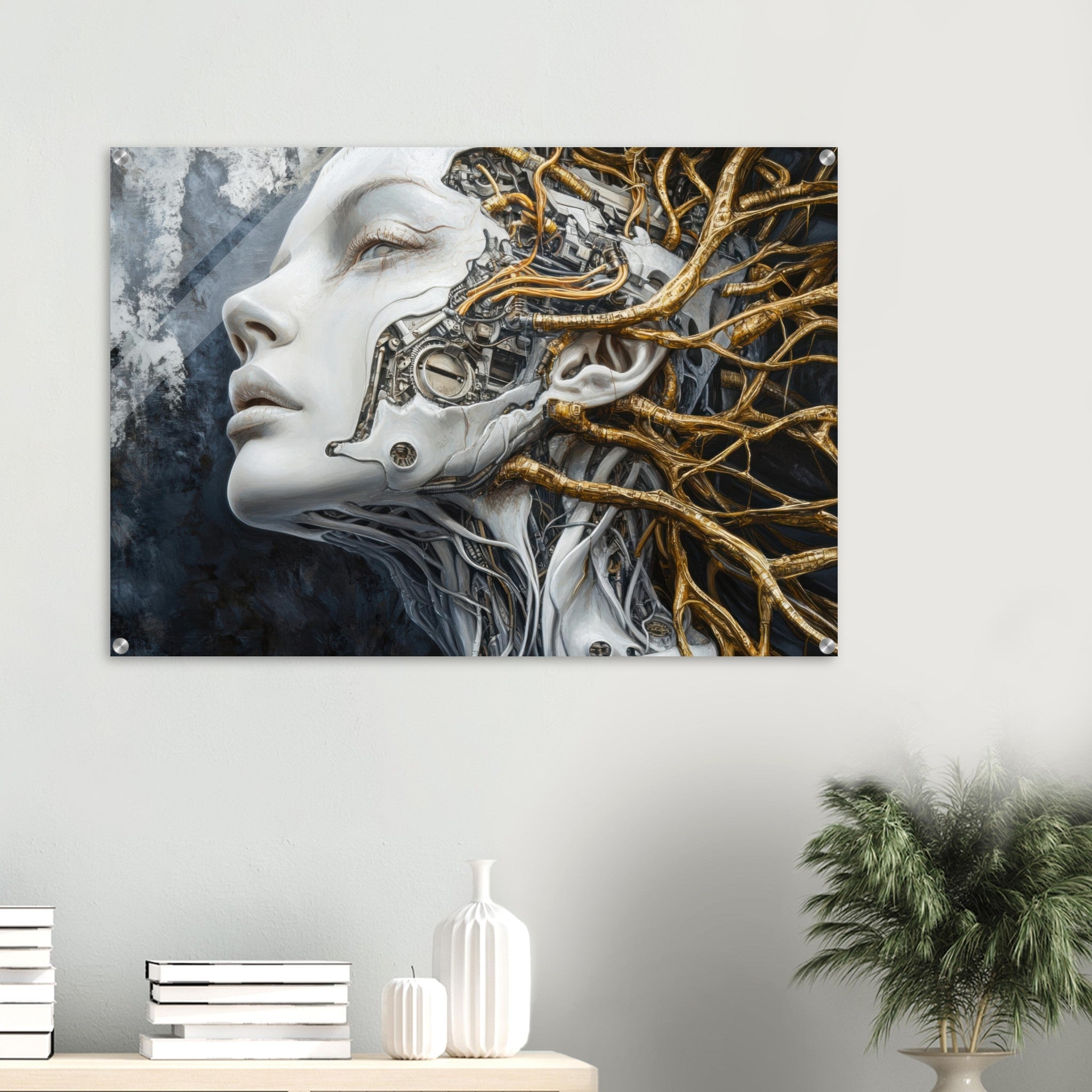 Acrylic Print Landscape - Surrealist Hybrid Queen on a Biomechanical Thrown 8 - Shop Ai Art WebShop - Digital Art online Store