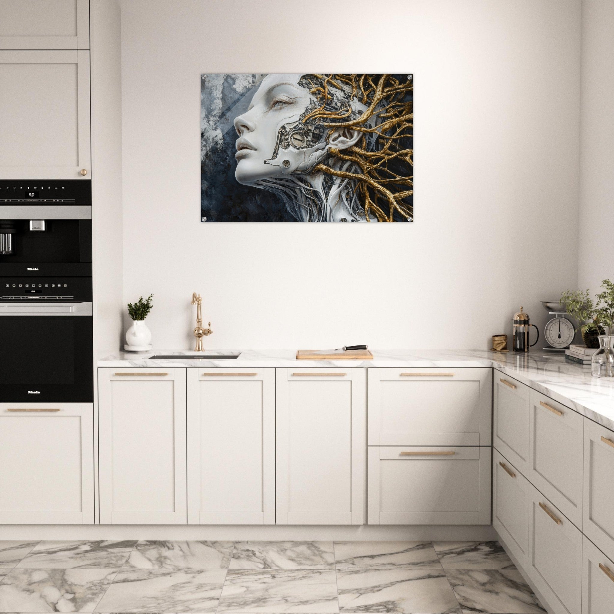 Acrylic Print Landscape - Surrealist Hybrid Queen on a Biomechanical Thrown 8 - Shop Ai Art WebShop - Digital Art online Store
