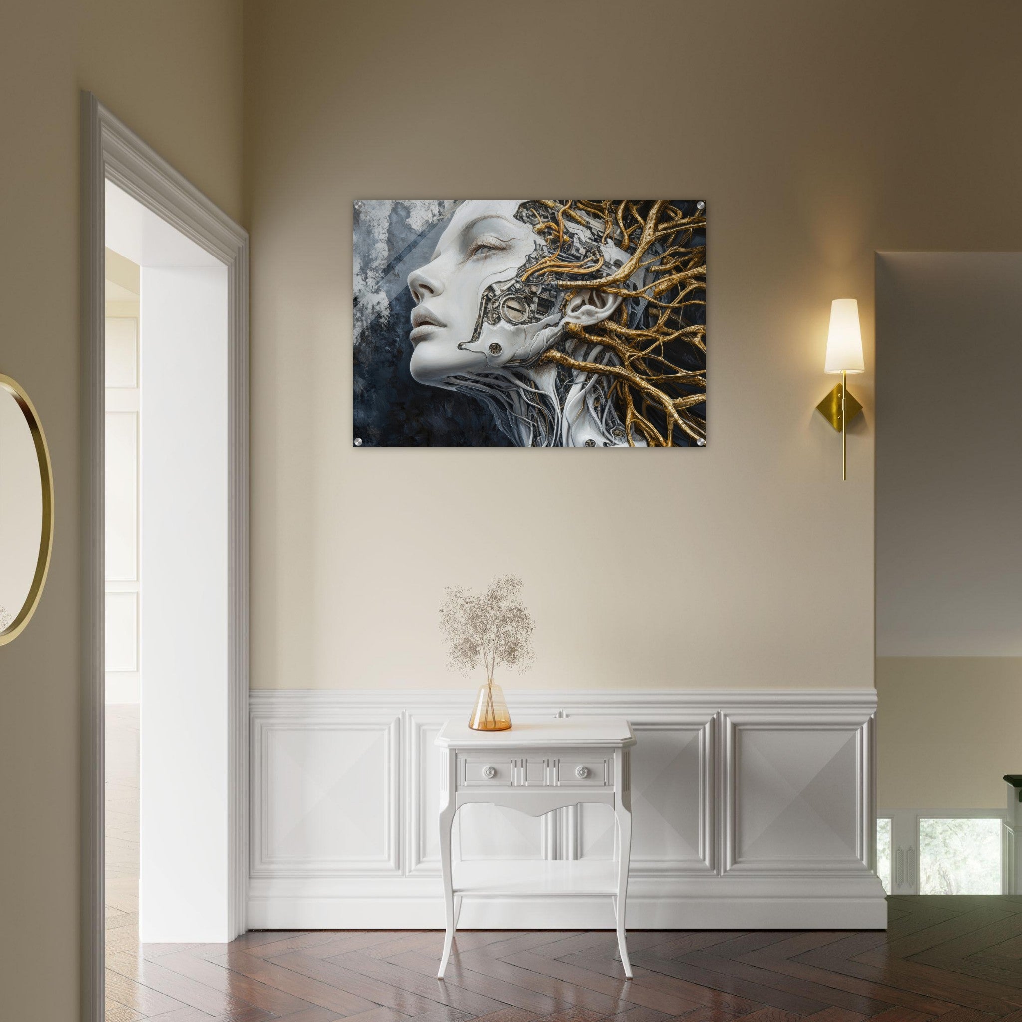 Acrylic Print Landscape - Surrealist Hybrid Queen on a Biomechanical Thrown 8 - Shop Ai Art WebShop - Digital Art online Store
