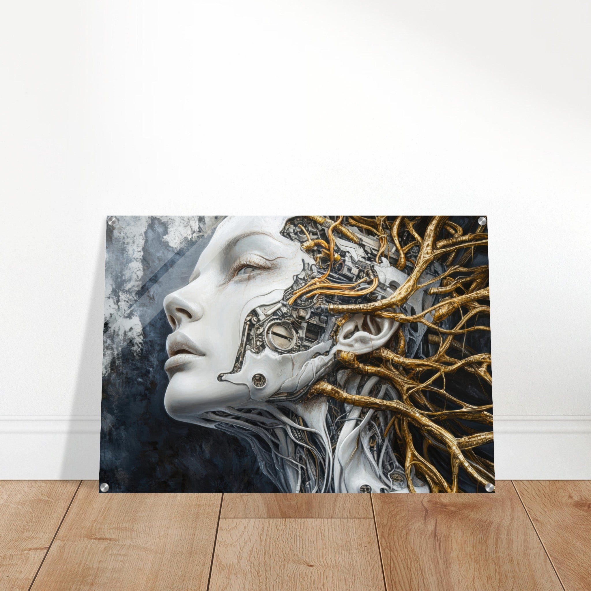 Acrylic Print Landscape - Surrealist Hybrid Queen on a Biomechanical Thrown 8 - Shop Ai Art WebShop - Digital Art online Store