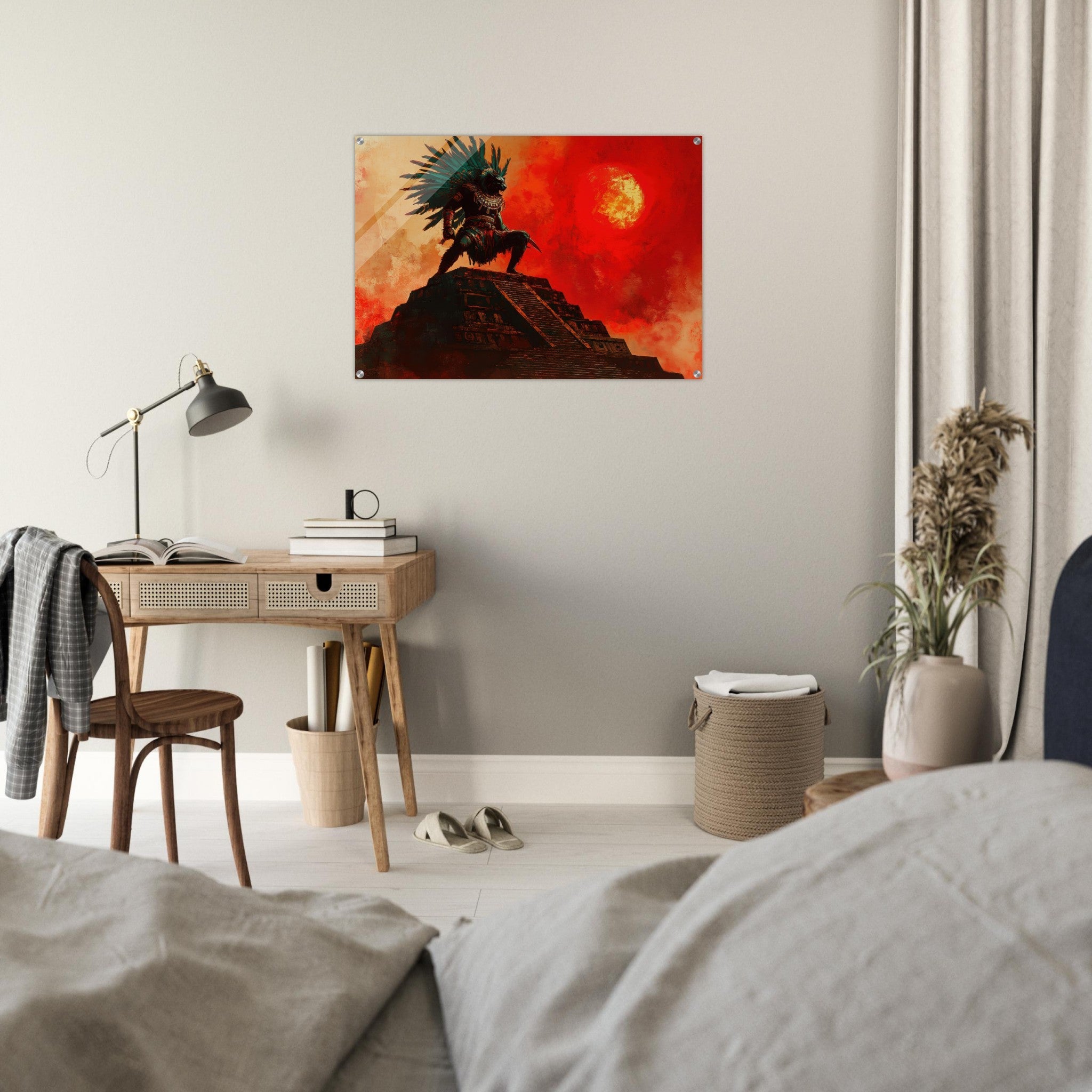 Acrylic Print Landscape - The Aztec Sun Warriors Final Battle Mesoamerican - Shop Ai Art WebShop - Digital Art online Store
