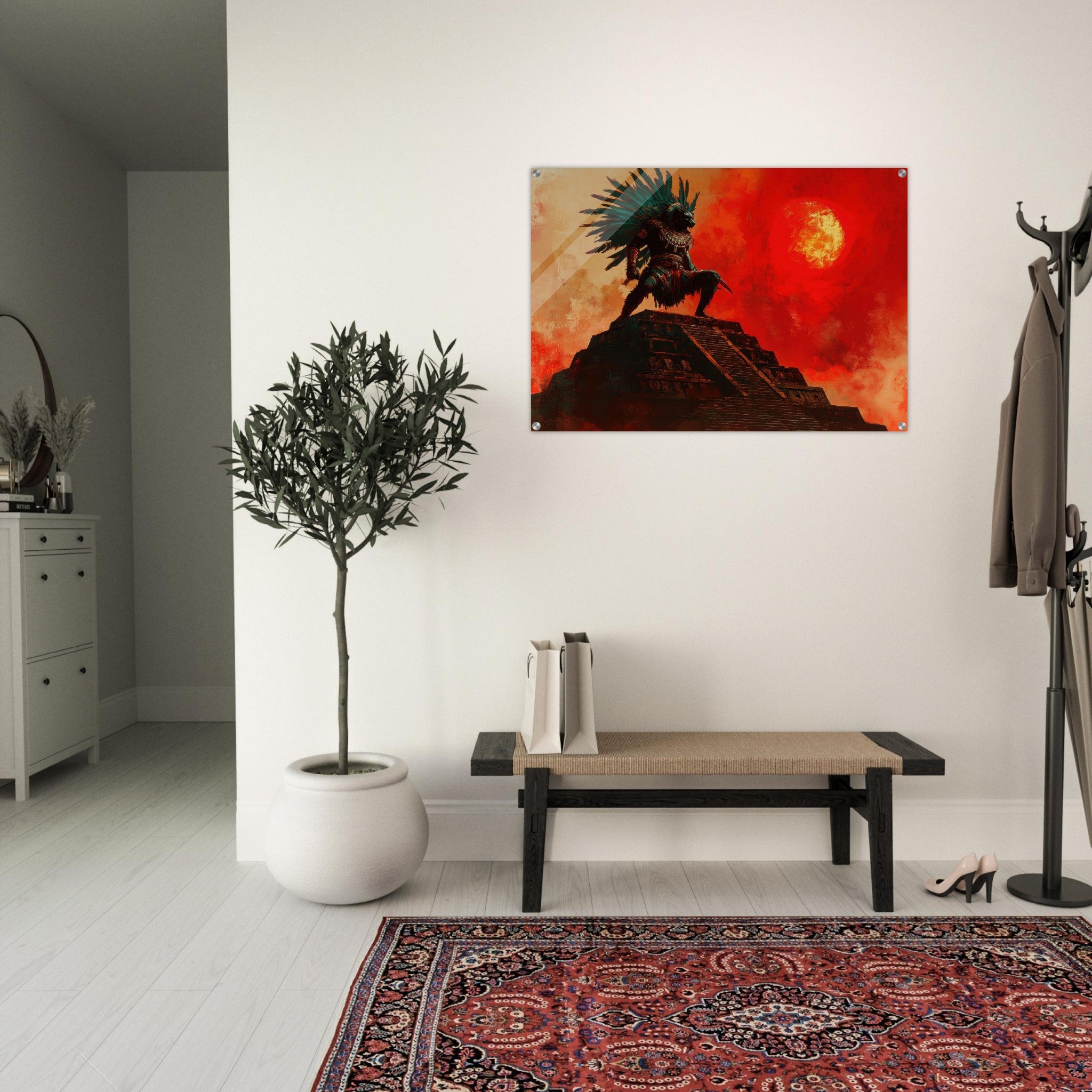 Acrylic Print Landscape - The Aztec Sun Warriors Final Battle Mesoamerican - Shop Ai Art WebShop - Digital Art online Store