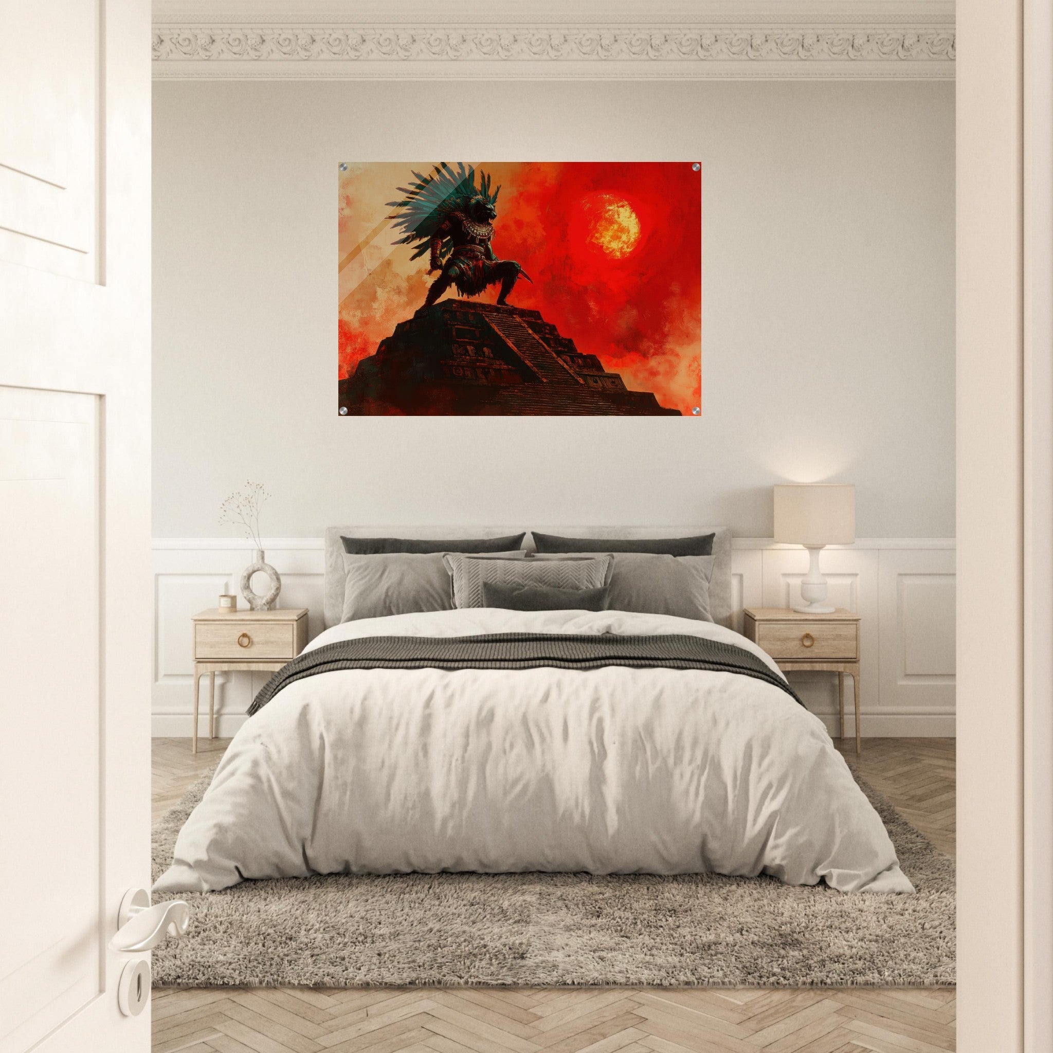 Acrylic Print Landscape - The Aztec Sun Warriors Final Battle Mesoamerican - Shop Ai Art WebShop - Digital Art online Store