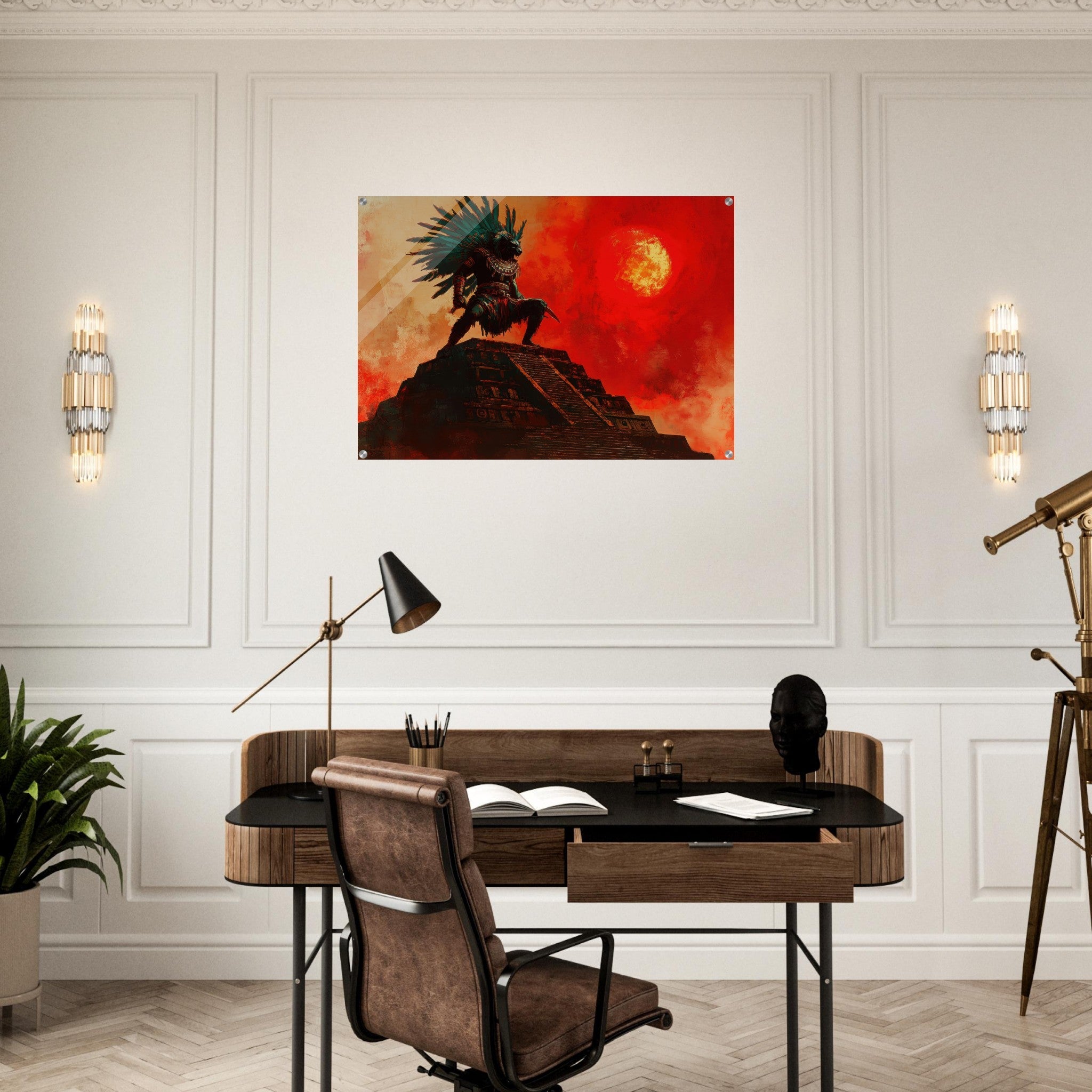 Acrylic Print Landscape - The Aztec Sun Warriors Final Battle Mesoamerican - Shop Ai Art WebShop - Digital Art online Store