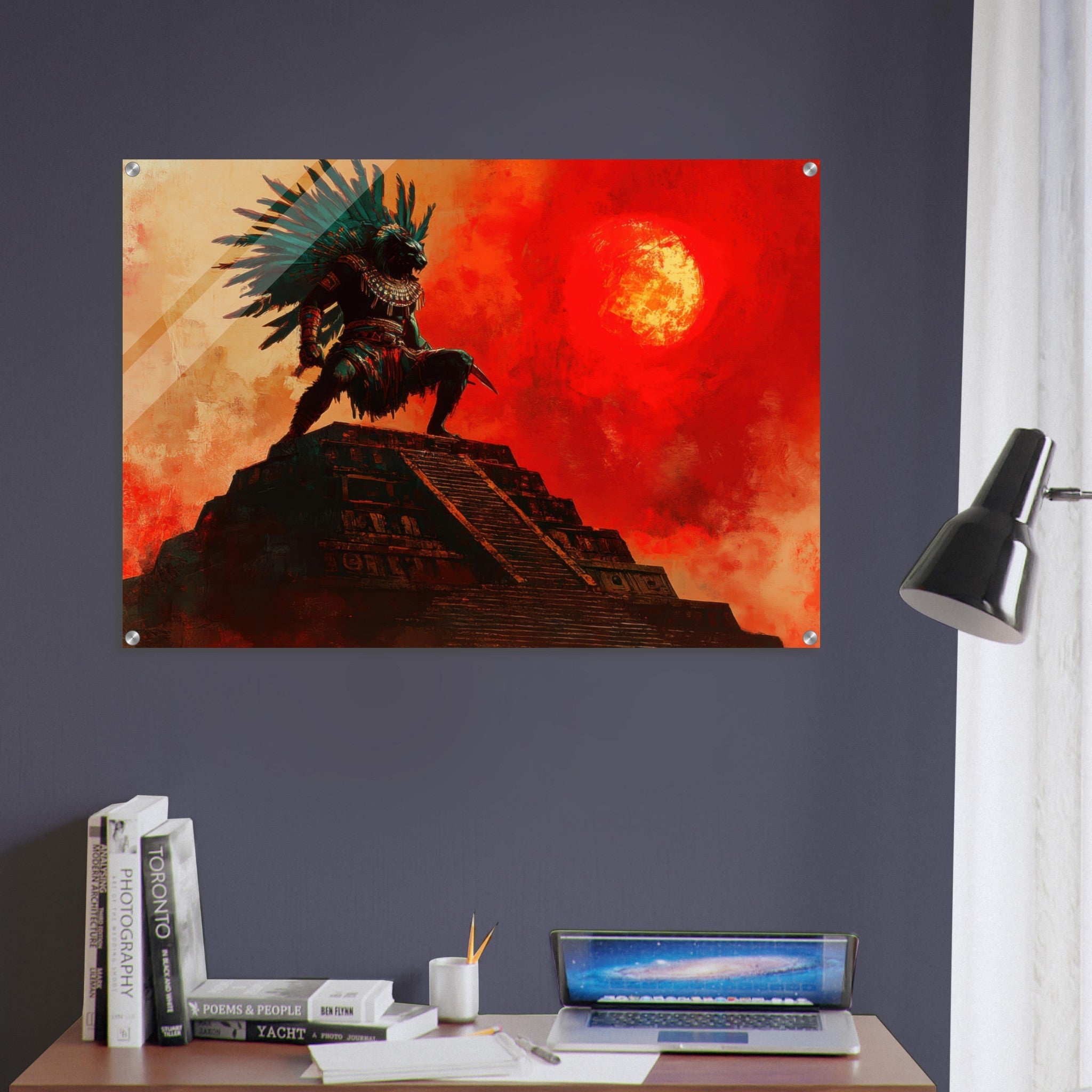 Acrylic Print Landscape - The Aztec Sun Warriors Final Battle Mesoamerican - Shop Ai Art WebShop - Digital Art online Store
