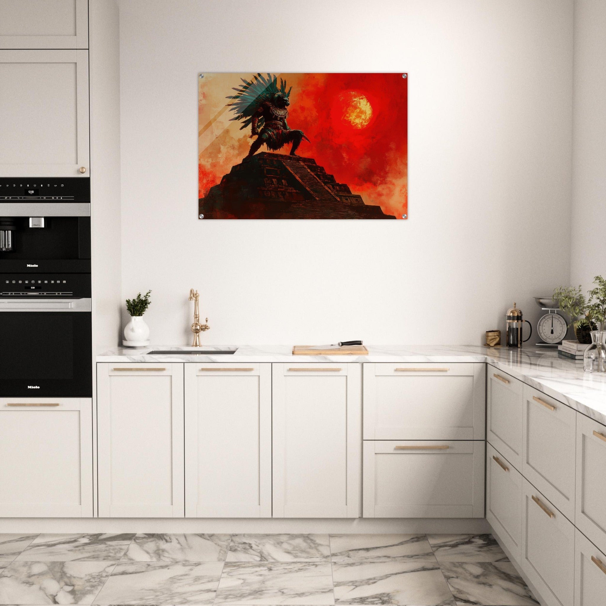 Acrylic Print Landscape - The Aztec Sun Warriors Final Battle Mesoamerican - Shop Ai Art WebShop - Digital Art online Store