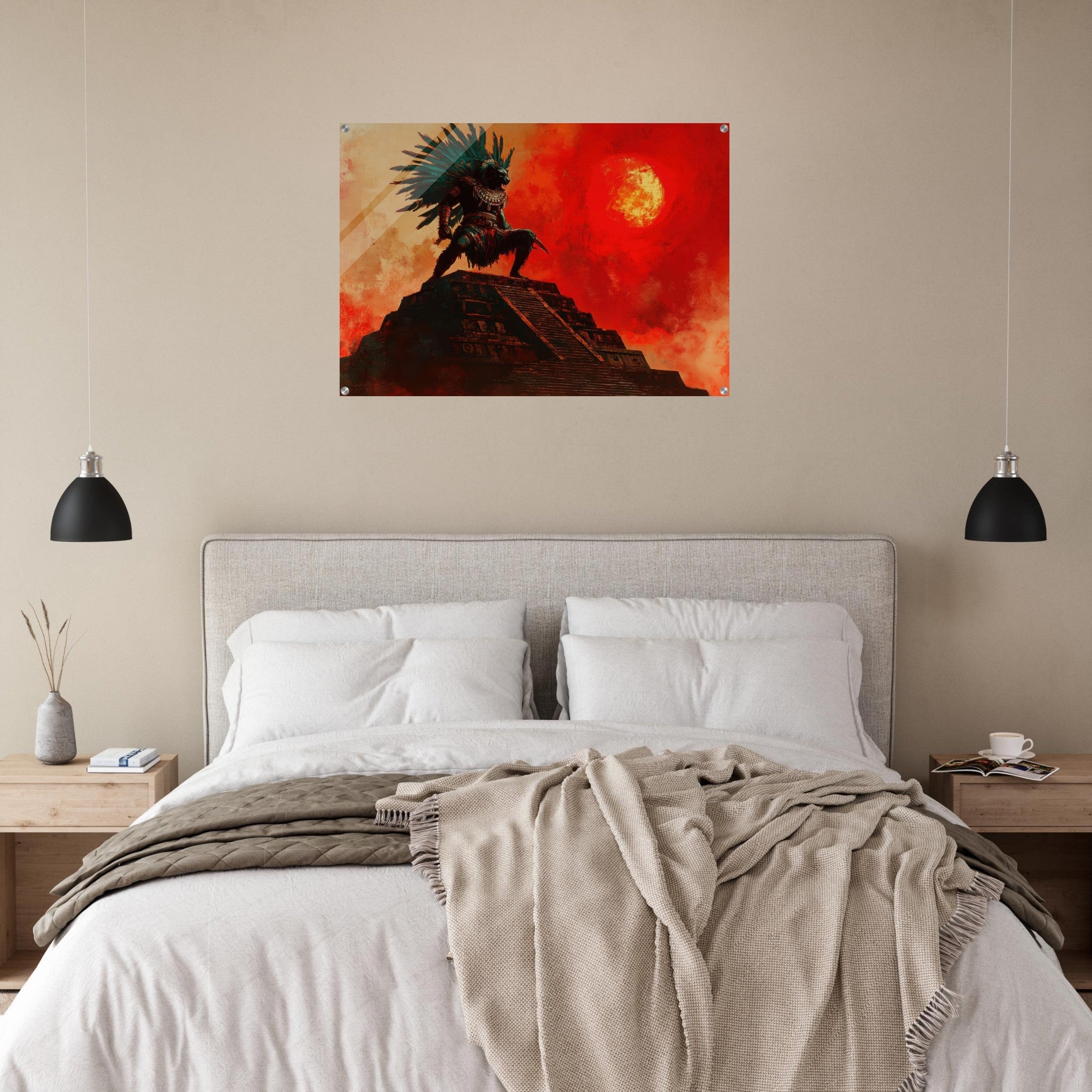 Acrylic Print Landscape - The Aztec Sun Warriors Final Battle Mesoamerican - Shop Ai Art WebShop - Digital Art online Store